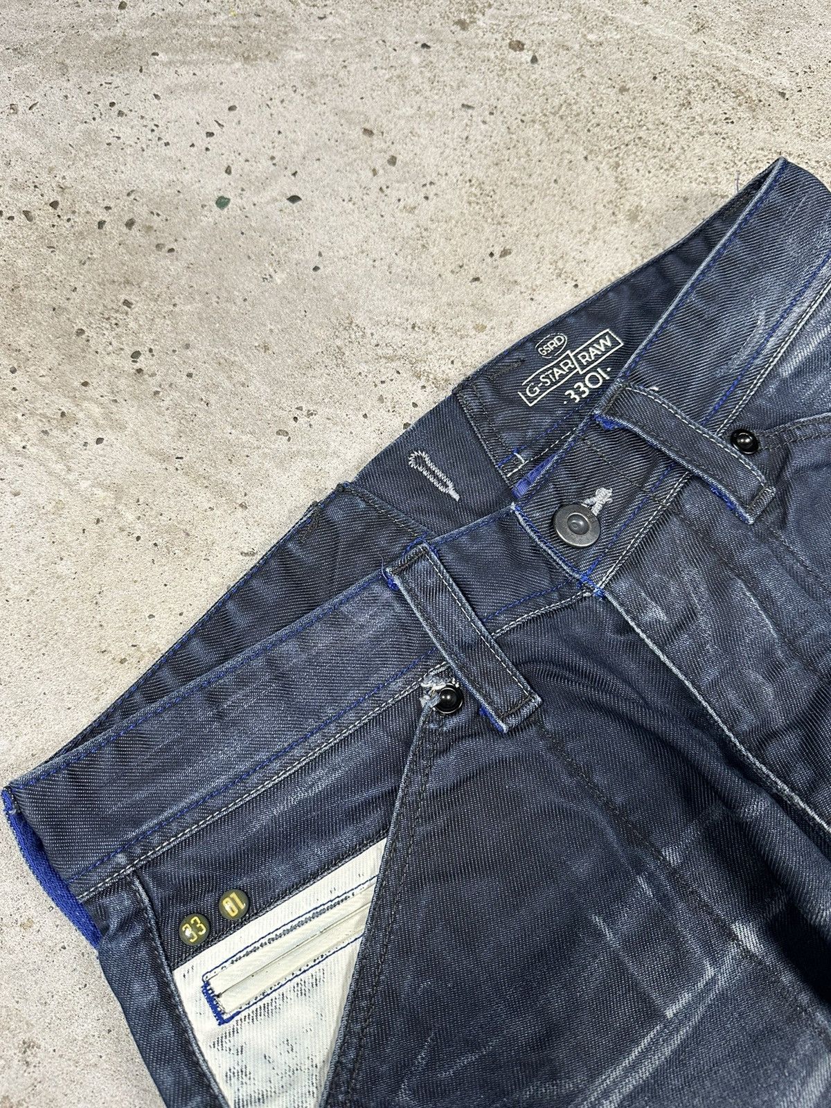 G-Star × Vintage Vintage G Star Raw 3301 Navy Aero Tapered Denim Pants Size US 31 - 8 Thumbnail