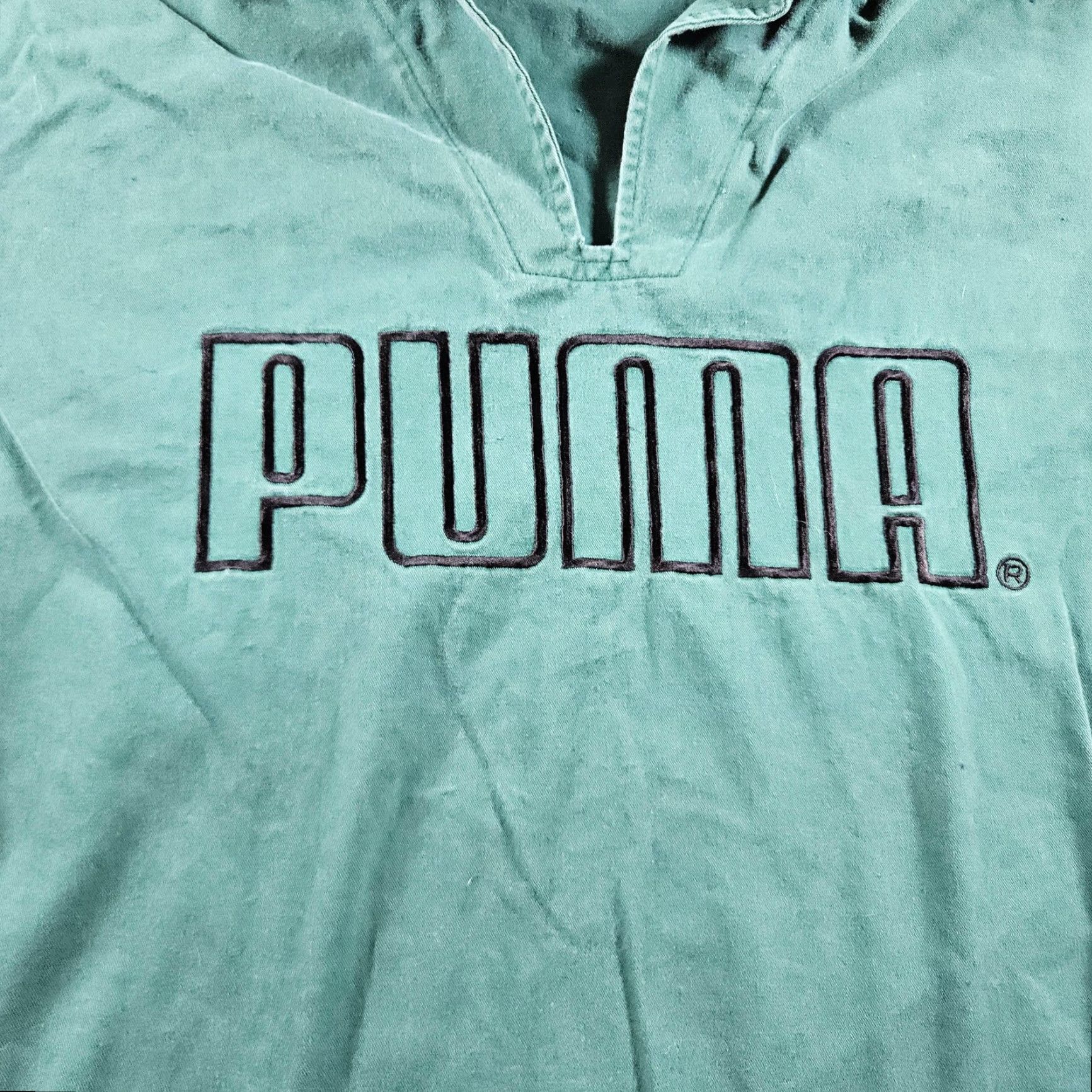 Puma VINTAGE Puma Sweatshirt Mens Large Green Collared Pullover Drawstring Logo 90s Size US L / EU 52-54 / 3 - 3 Thumbnail