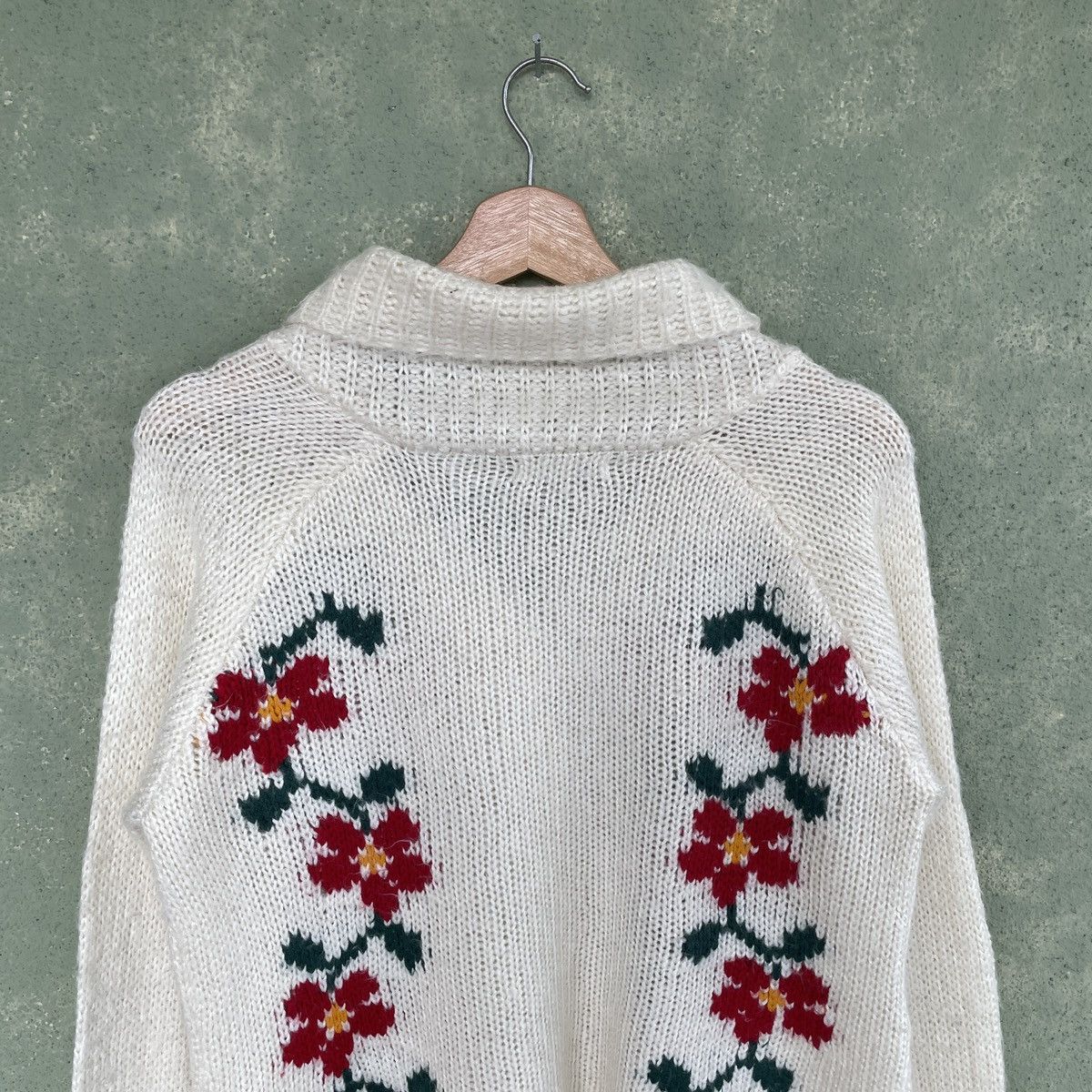 Aran Isles Knitwear × Homespun Knitwear × Japanese Brand Vintage Clef De Sol Hibiscus Flowers Cardigan Knitwear Size US M / EU 48-50 / 2 - 8 Thumbnail