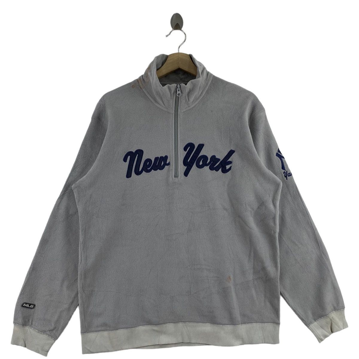 MLB NEW YORK YANKEES Mlb Baseball Half Zipper Grey Fleece Size US L / EU 52-54 / 3 - 1 Thumbnail