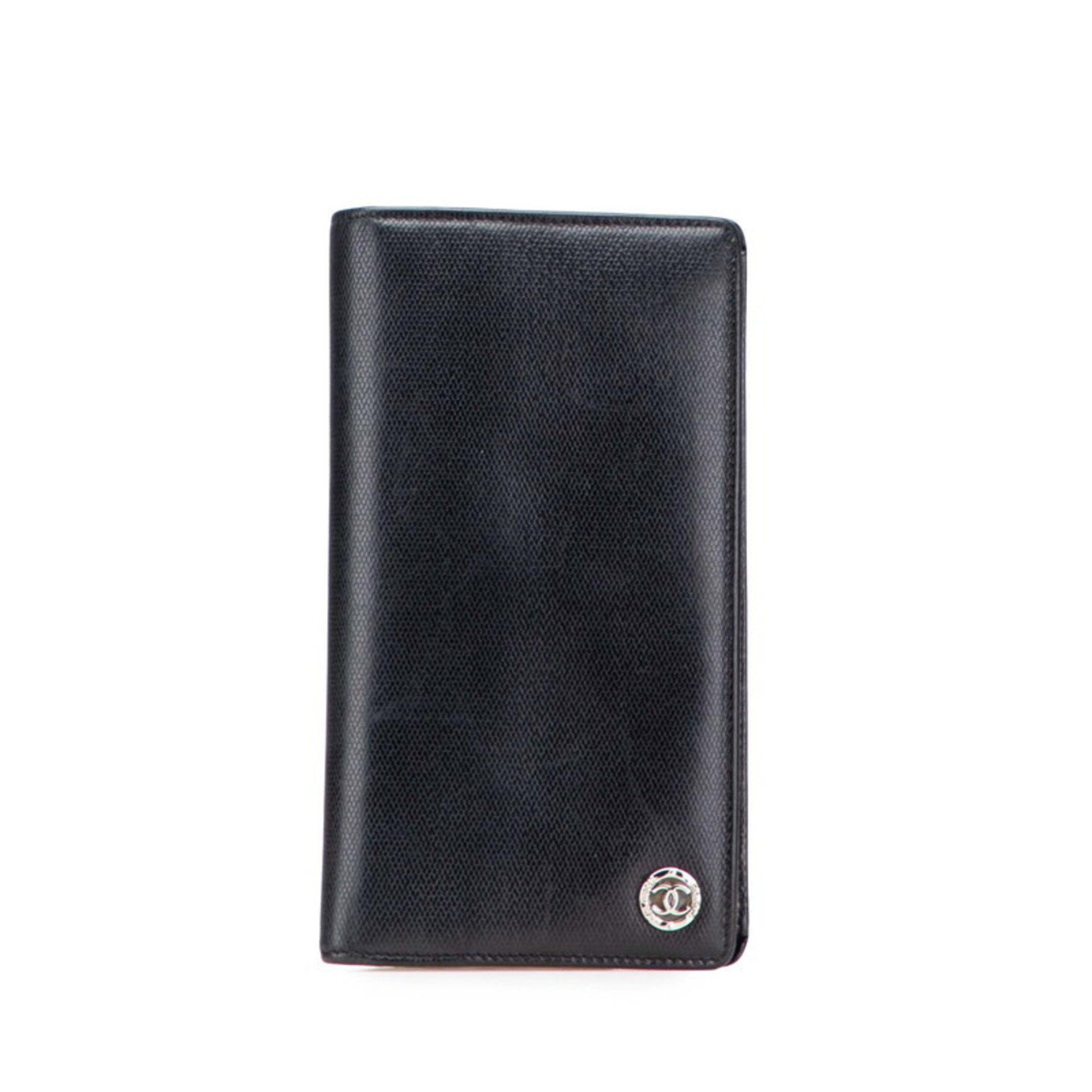 Chanel Chanel Coco Button Long Wallet Black Leather Women's CHANEL Size ONE SIZE - 1 Thumbnail