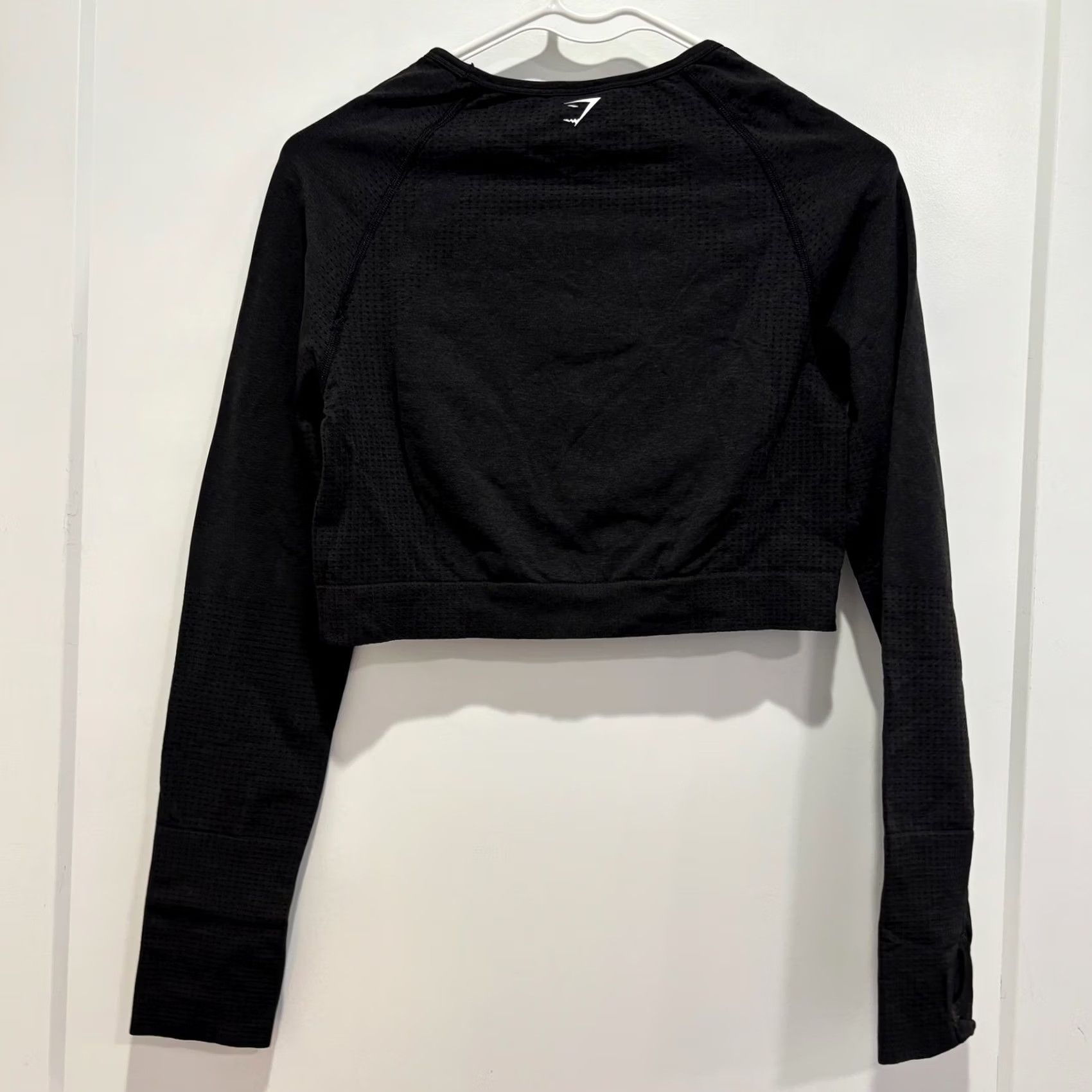 Gymshark Gymshark Vital Seamless 2.0 Crop Top Large Black Marl Long Sleeve B1A3D Size L / US 10 / IT 46 - 3 Thumbnail