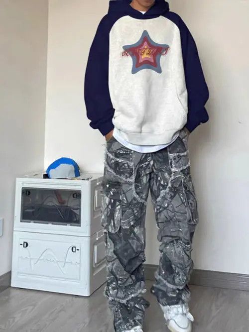 VIBE Hip Hop Graffiti Pentagram Print Loose XXL Hooded Sweatshirt Size US XXL / EU 58 / 5 - 2 Thumbnail