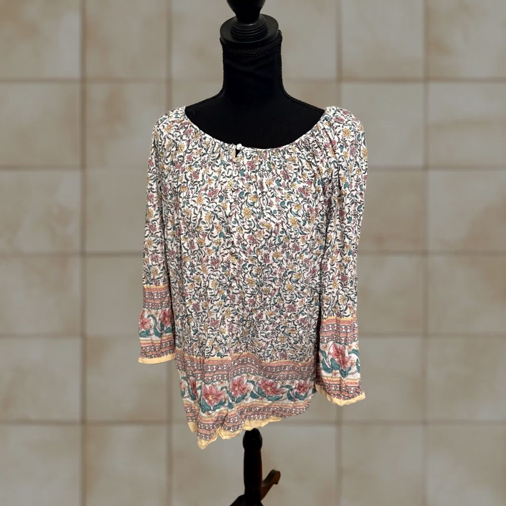 Adrienne Vittadini Blouse Flowy Silky Rayon Floral Top Dressy Romantic Size 2XL Pink Womens, Women's (Size Xxl)