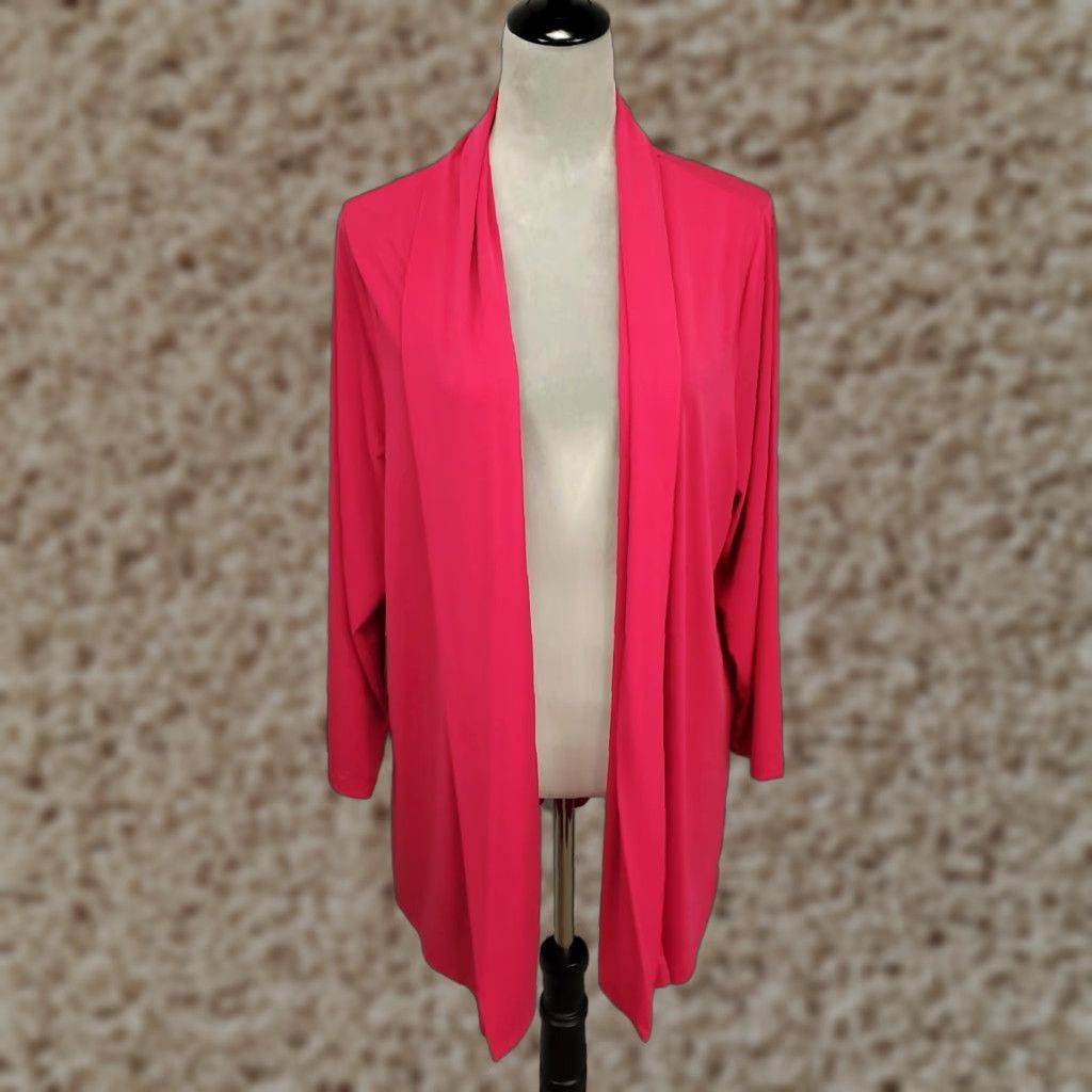 Vintage Catherines Cardigan Womens 1X Pink Stretchy Open Front Flowy 18W 20W Size XL / US 12-14 / IT 48-50 - 1 Thumbnail