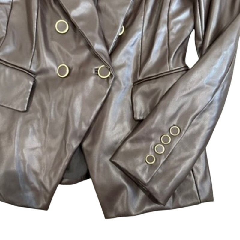 MILLY Milly Inez Faux Leather Blazer in Brown, Size US 6 Size M / US 6-8 / IT 42-44 - 6 Thumbnail