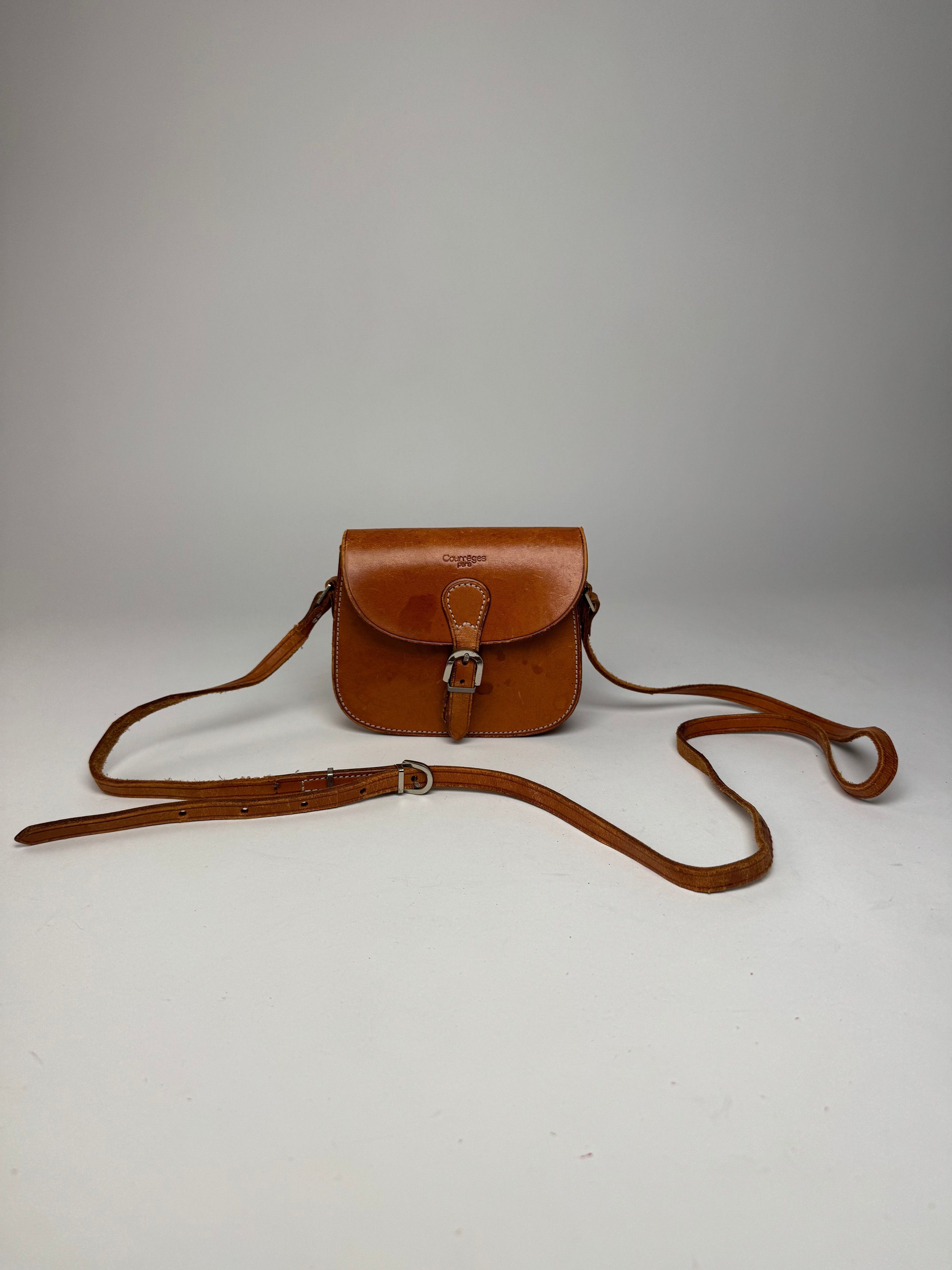 Courreges Vintage Leather Crossbody / Shoulder Bag Brown Size ONE SIZE - 1 Thumbnail
