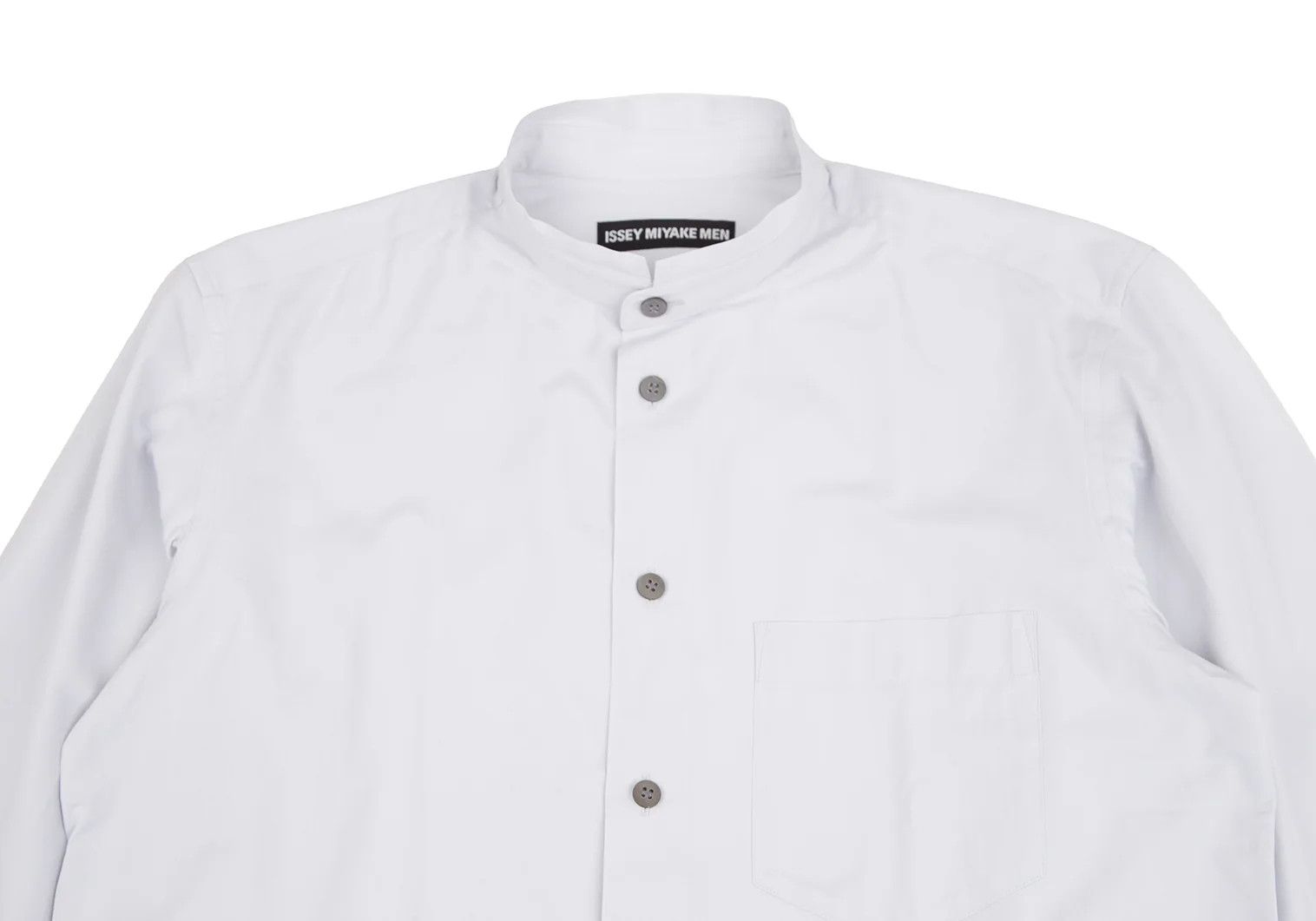Issey Miyake Cotton Broad Stand Collar Shirt in Light Gray Size US S / EU 44-46 / 1 - 2 Thumbnail