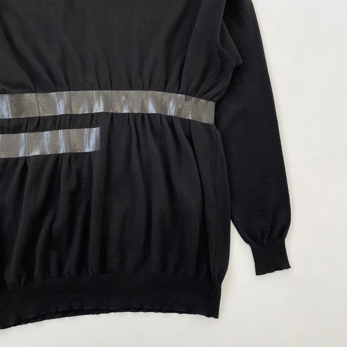 Maison Margiela A/W 09 Black Wool ‘Tape’ Effect Sweater Size US L / EU 52-54 / 3 - 8 Thumbnail