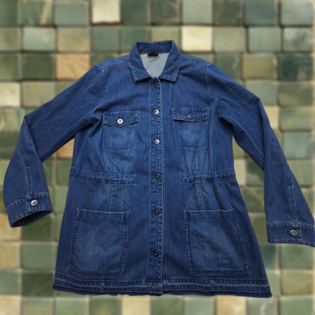 J. Jill VINTAGE J Jill Denim Chore Coat Womens M Blue Dark Wash Cotton Barn Western Cinch Size M / US 6-8 / IT 42-44 - 1 Thumbnail