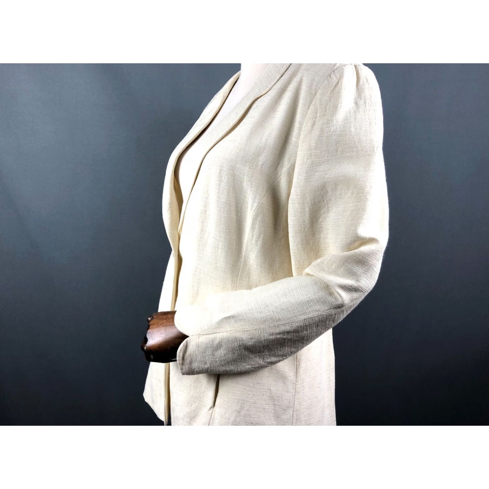 Vintage Laurèl Blazer Women 42 Ivory Viscose Rayon One Button Closure On-Seam Pockets Classic Size M / US 6-8 / IT 42-44 - 6 Thumbnail