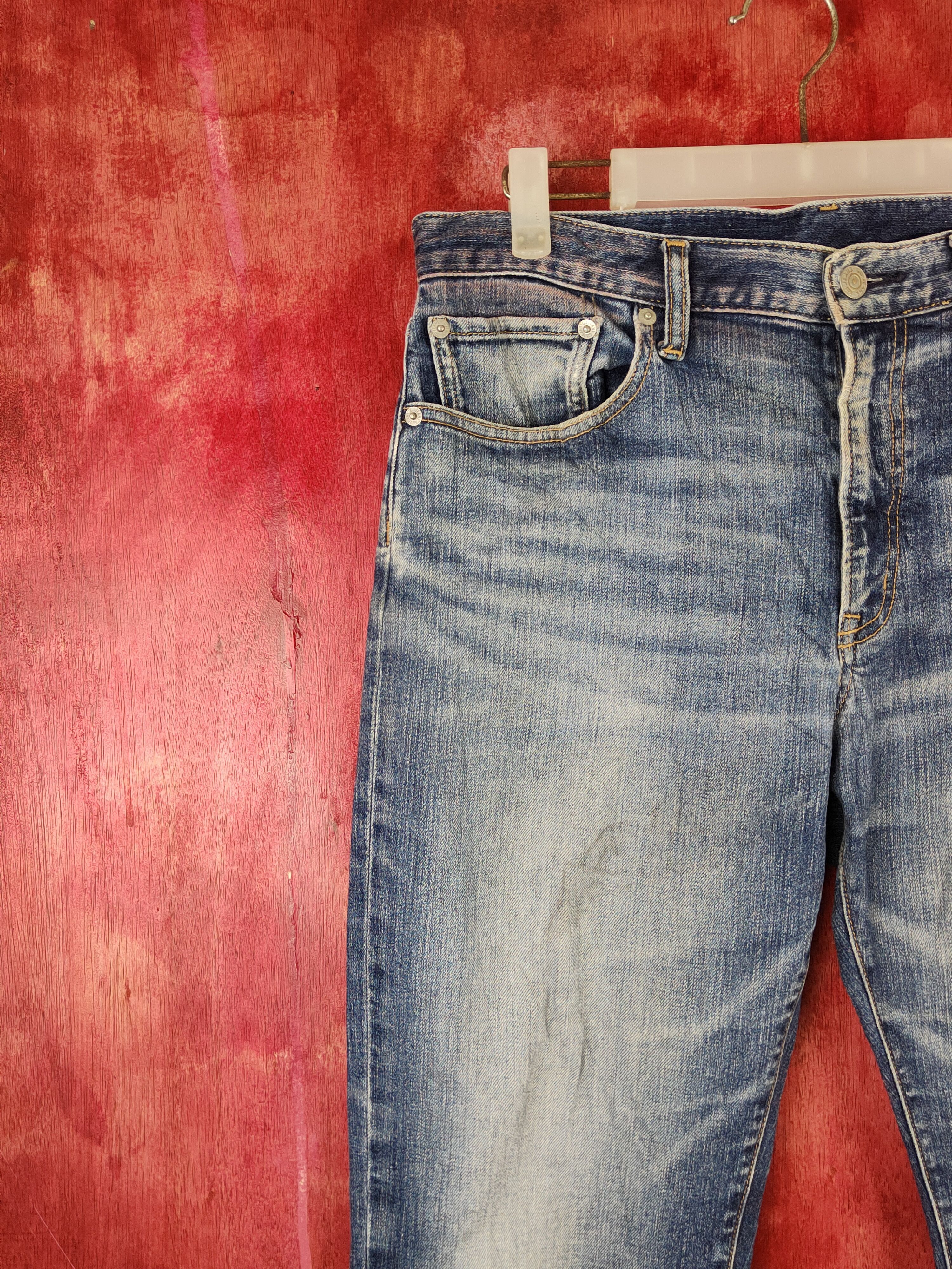 GU GU Blue Faded Distressed Ripped Jeans #S16692 Size US 33 - 3 Thumbnail