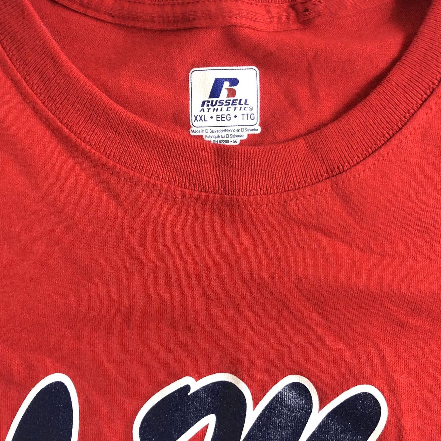 NCAA Russell Ole Miss Men's 2XL T Shirt Red Cotton NCAA University MS Athletic Crew Neck Short Sleeve Shirt Sports Men Size US XXL / EU 58 / 5 - 7 Thumbnail
