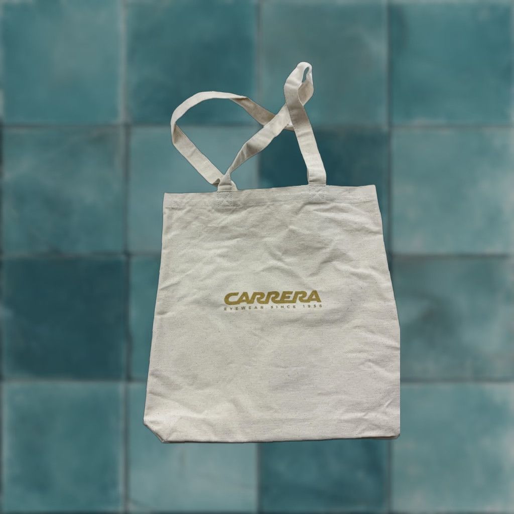 Carrera VINTAGE Carrera Tote Bag Womens Large Beige Canvas Eco Reusable Shopping Shoulder Bag with Eyewear Logo Size ONE SIZE - 1 Thumbnail