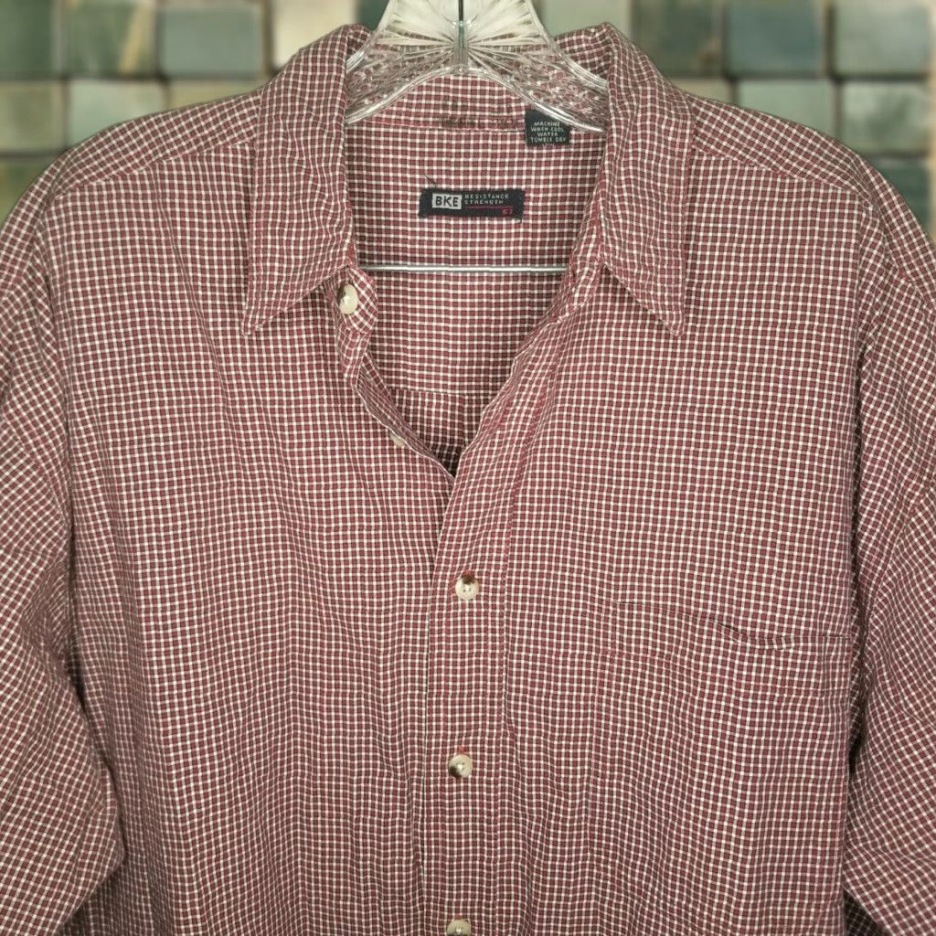 Vintage Buckle BKE Mens Red Long Sleeve Button Up 2XL 67 Resistance Strength Size US XXL / EU 58 / 5 - 1 Thumbnail