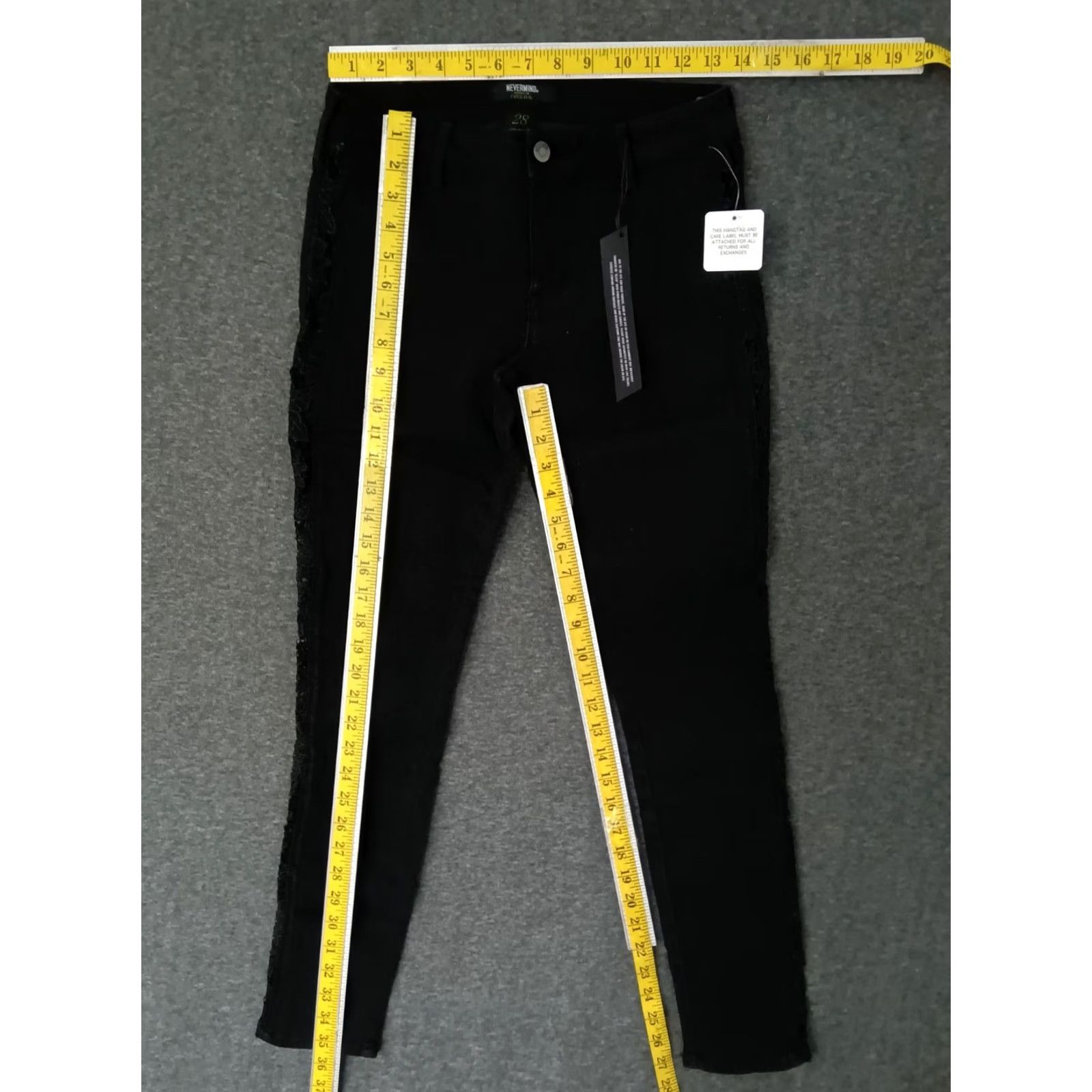 B Sides Nevermind Paper Fox Nevermind Jeans 5-Pocket Skinny Denim Dark Wash Black 28 Womens Jeans Skinny 90s Ladies Black Dark Wash 28 Size 28" / US 6 / IT 42 - 5 Thumbnail