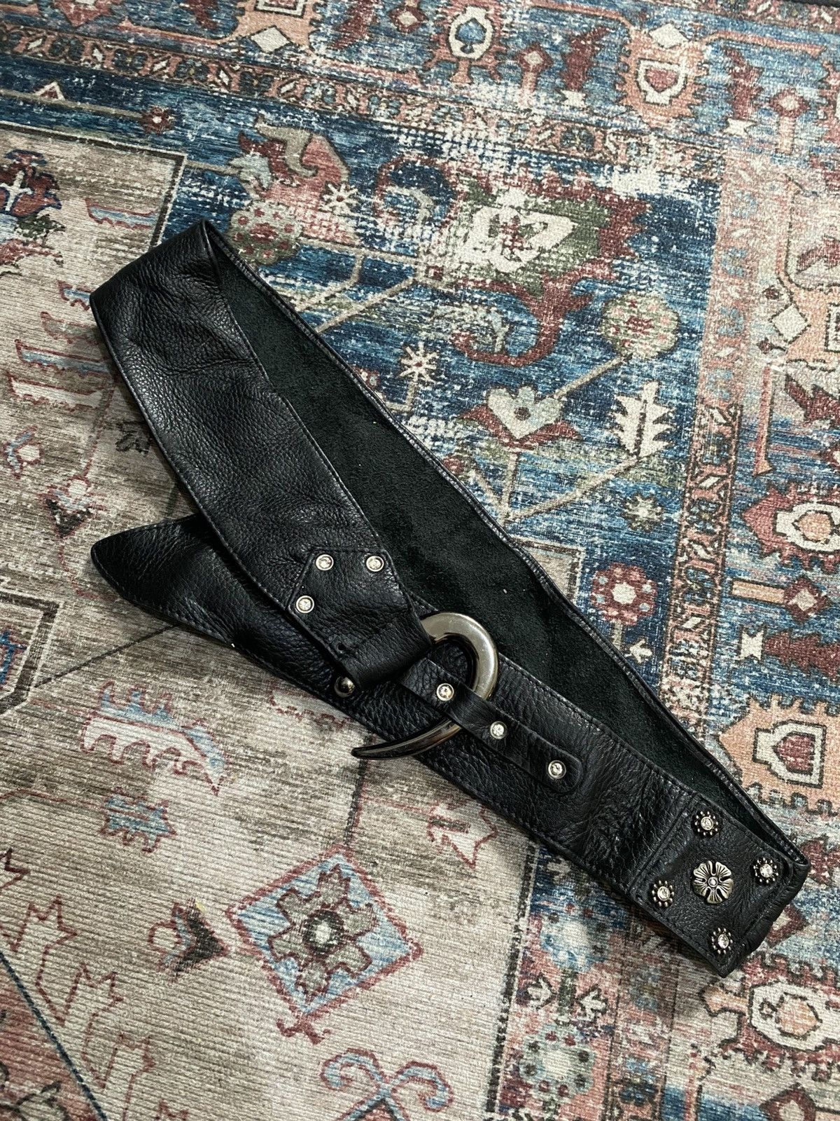 Black wide leather belt Kmrii style