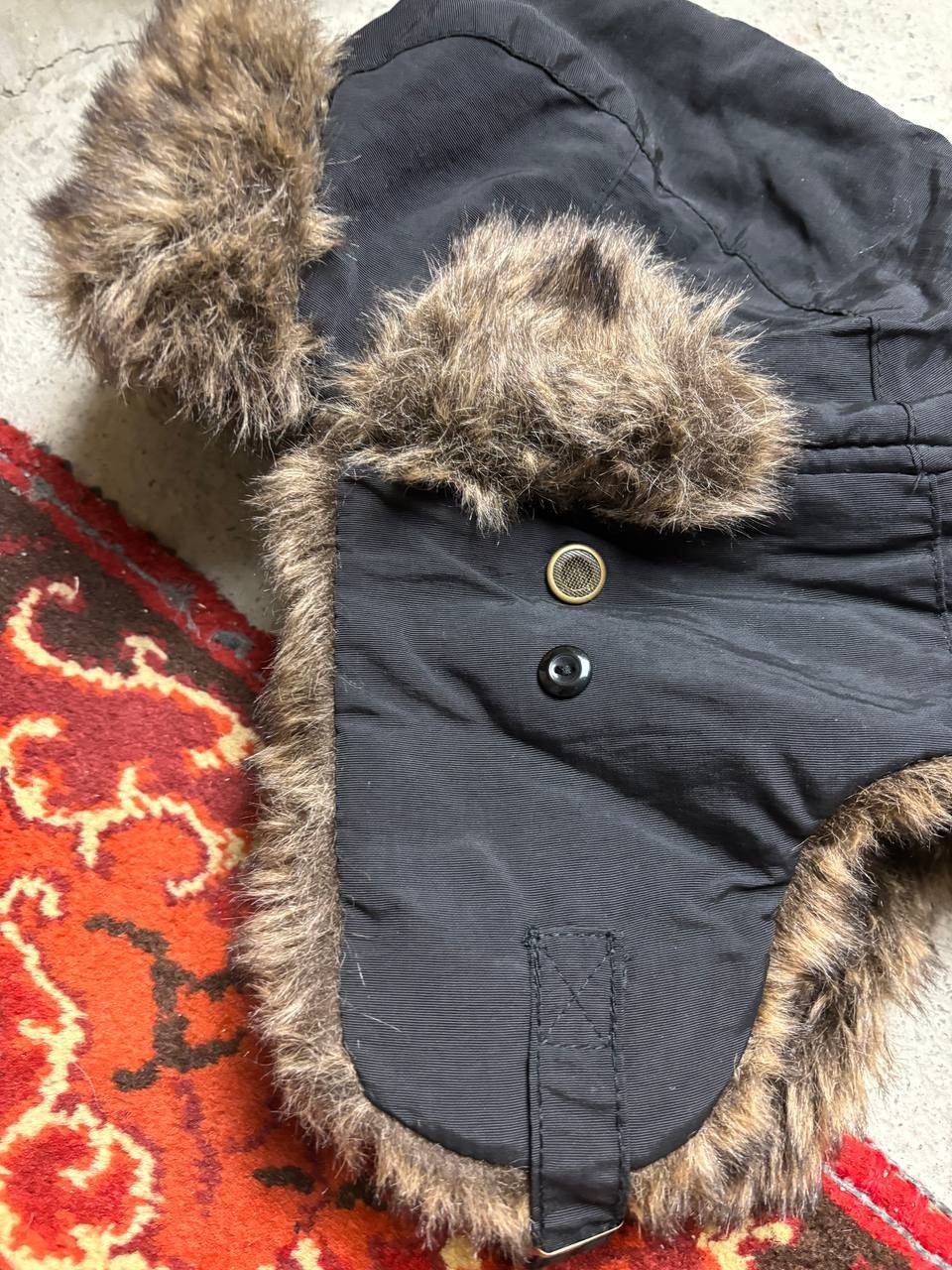Hysteric Glamour × Vintage Vintage Y2K Japanese brand Ushanka nylon opium black fur Size ONE SIZE - 4 Thumbnail