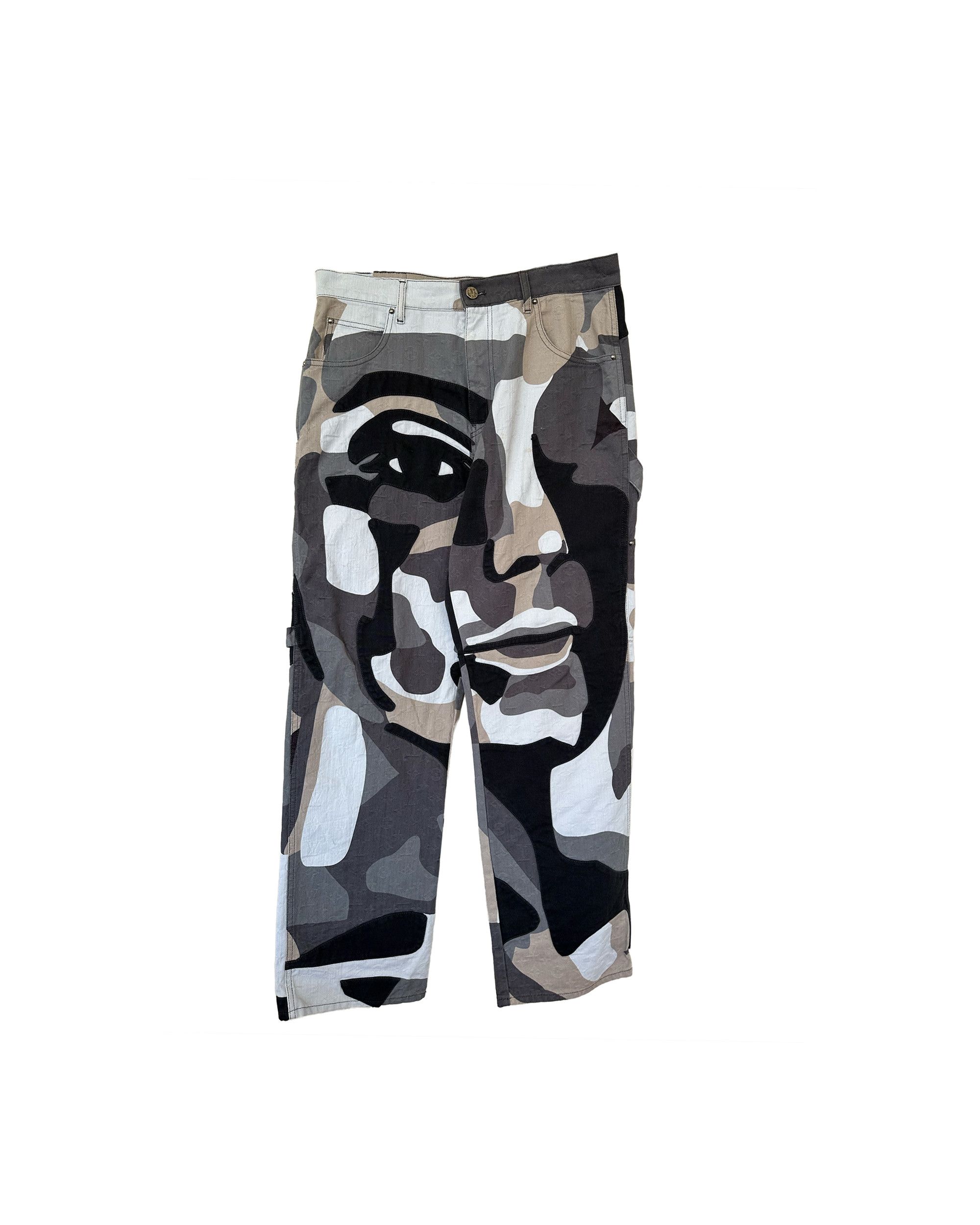 image of Louis Vuitton X Kid Super Patchworked Portrait Denim Pants (Size 34)