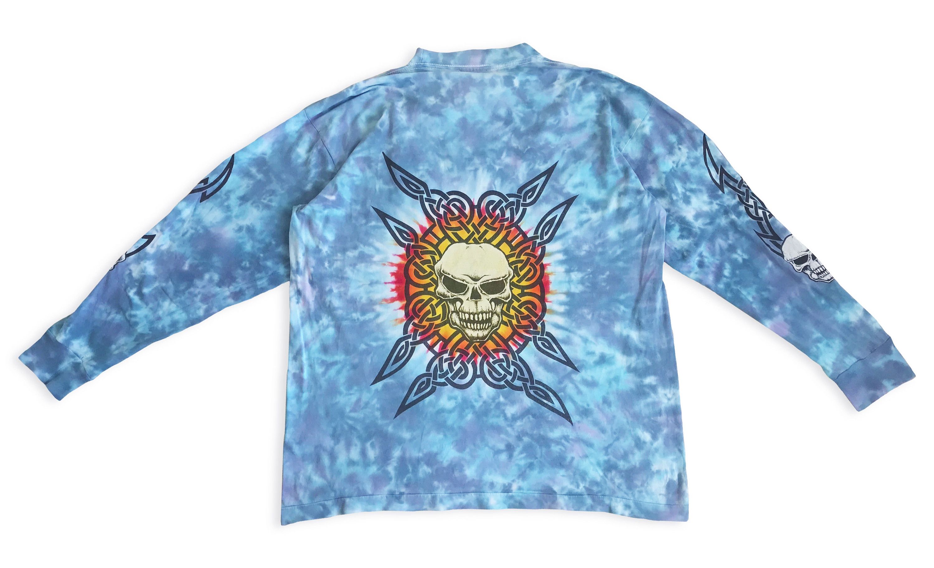 Vintage 90s URBAN ATTITUDE Skull Tie Dye Shirt Singe Stitch Skate Size US XL / EU 56 / 4 - 5 Thumbnail