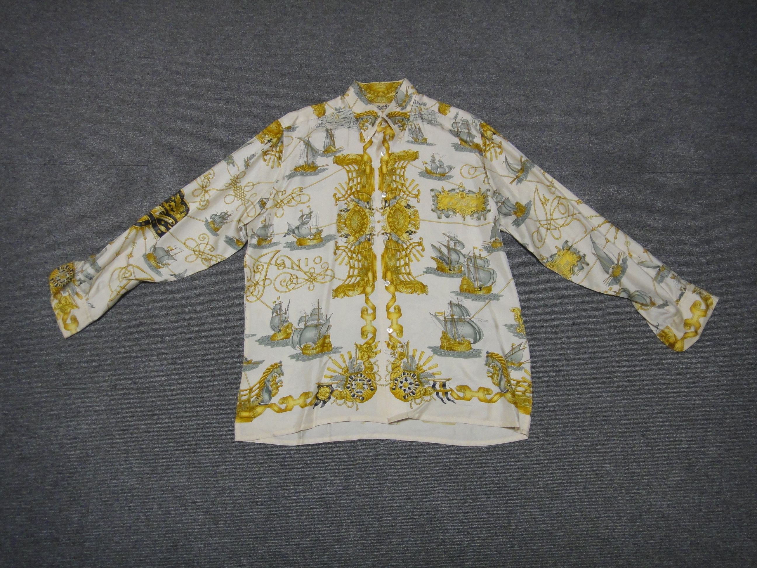 Hermes scarf shirt 100% silk shirt serie button
