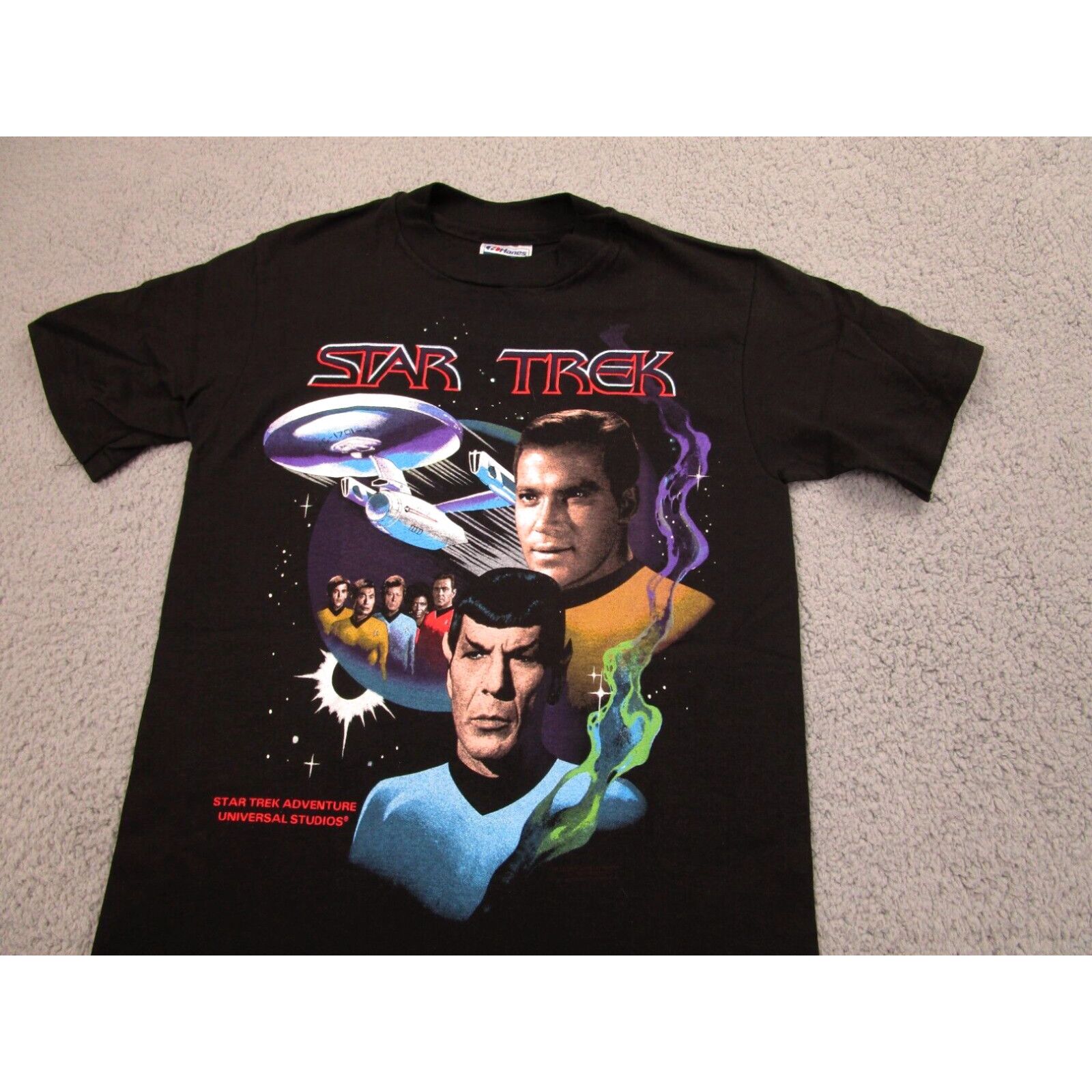 image of Hanes Vintage Star Trek Shirt Mens S Black Universal Studios 90's Single Stitch Small in White