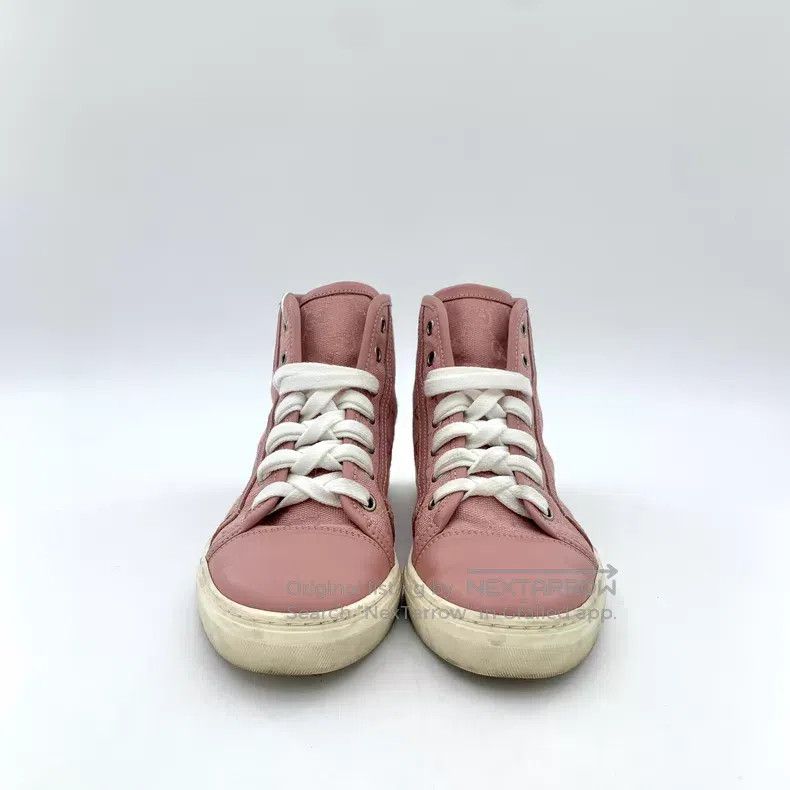 Gucci Gucci Pink logo jacquad full print laces casual flat high Size US 4.5 / IT 34.5 - 3 Thumbnail