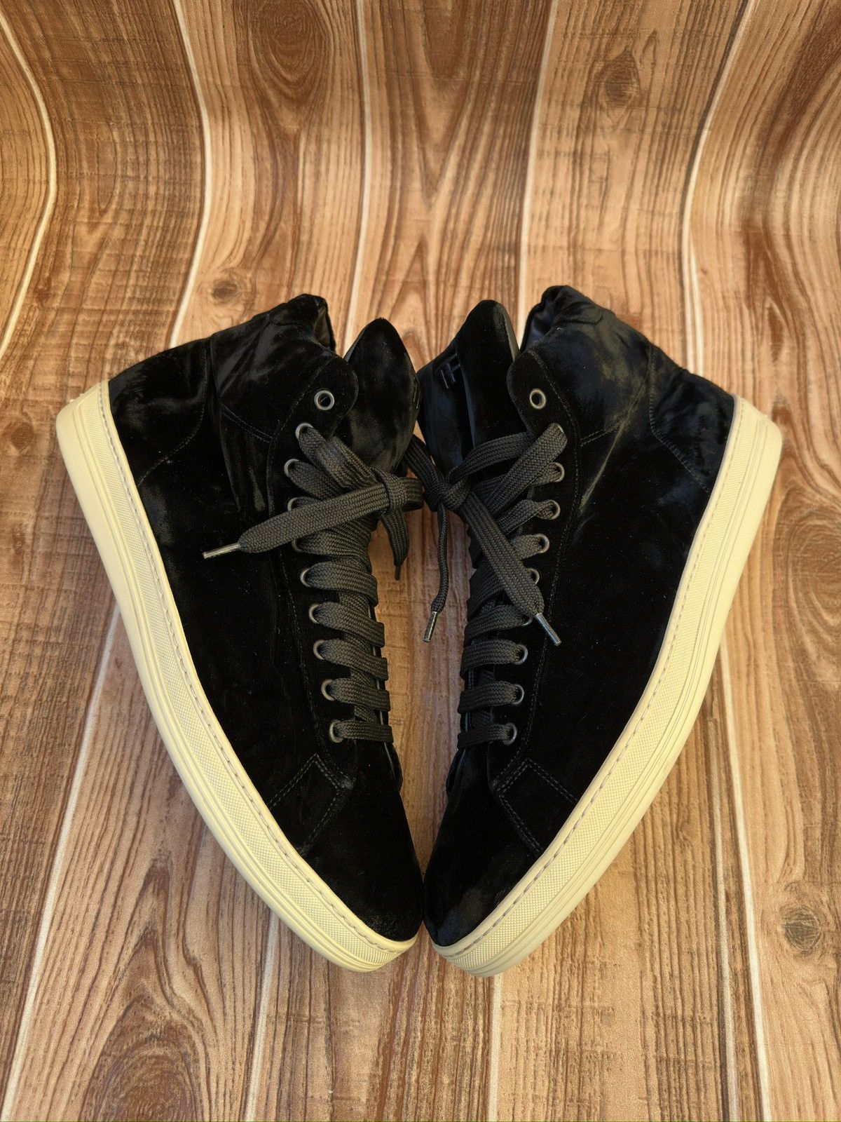 Tom Ford Tom Ford Russel Black Velvet Hi Top Sneaker Size US 12.5 / EU 45-46 - 5 Thumbnail