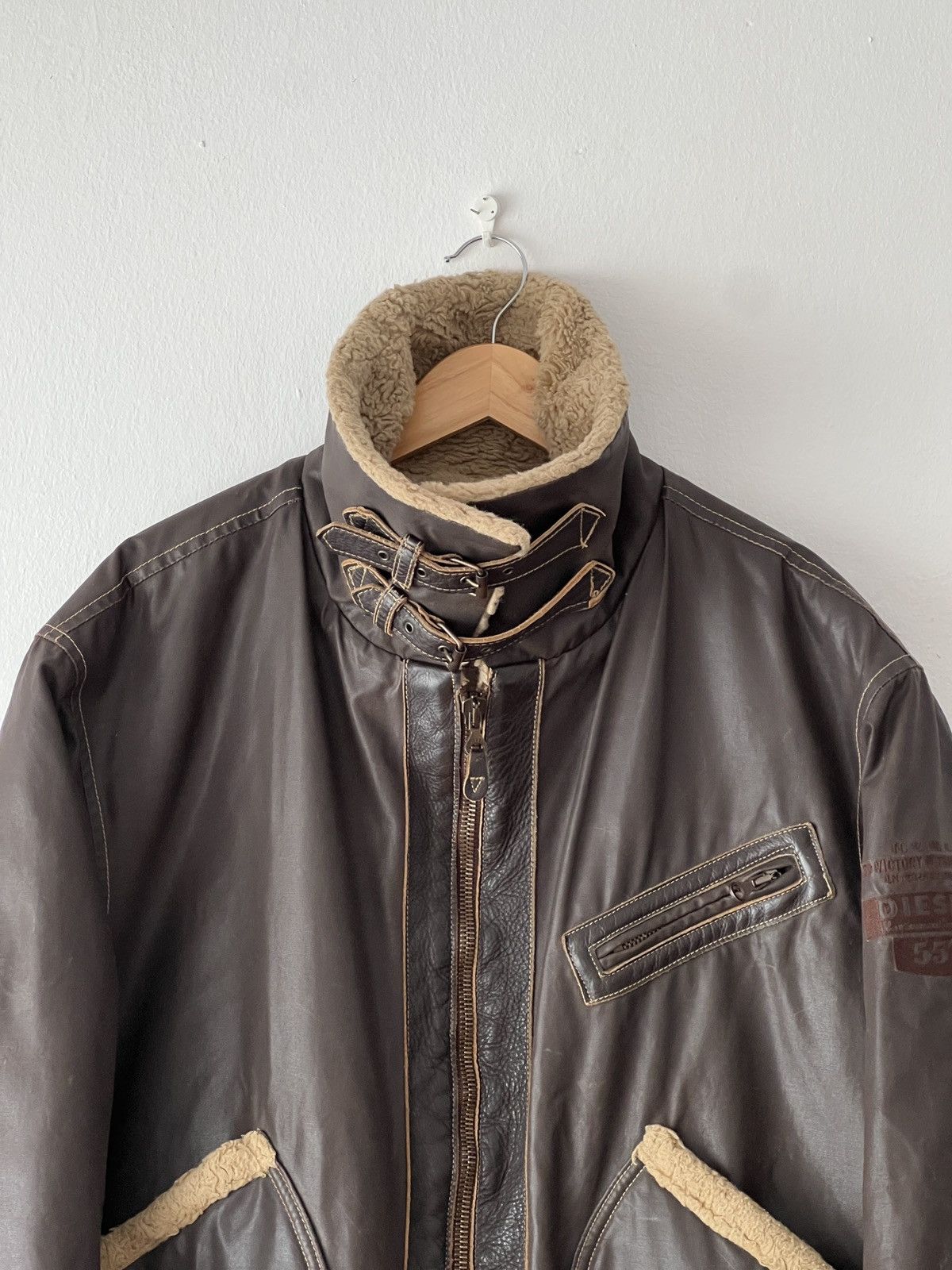 Diesel × Japanese Brand × Vintage Diesel DMB 1955 Vintage Waxed Cotton & Shearling Jacket Size US XL / EU 56 / 4 - 7 Thumbnail