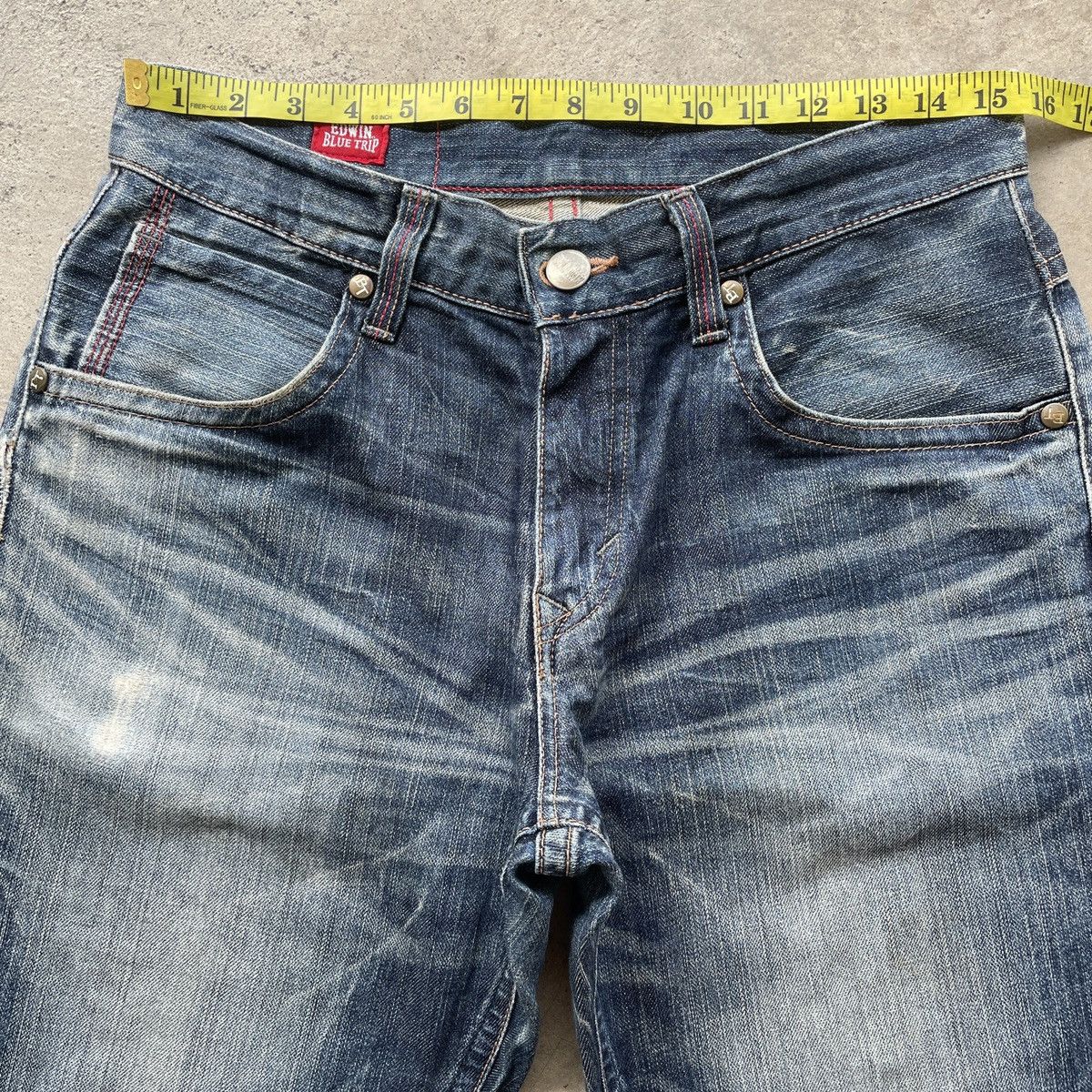 Edwin × Jean × Vintage Vintage Edwin Blue Trip Faded Denim Jeans Pants W31x33 Size US 31 - 5 Thumbnail
