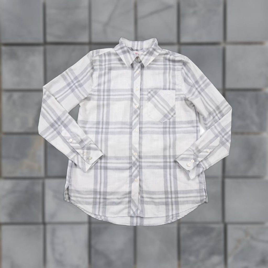 Vineyard Vines Vineyard Vines Shirt Womens 2 Gray Button Up Long Sleeve Relaxed Plaid Ladies Size XS / US 0-2 / IT 36-38 - 1 Thumbnail
