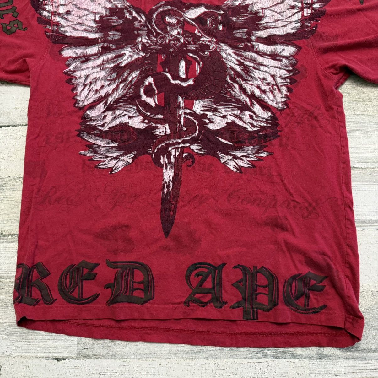 Vintage Y2K Affliction Style Red Ape All Over Print T-Shirt L Wings Size US L / EU 52-54 / 3 - 5 Thumbnail