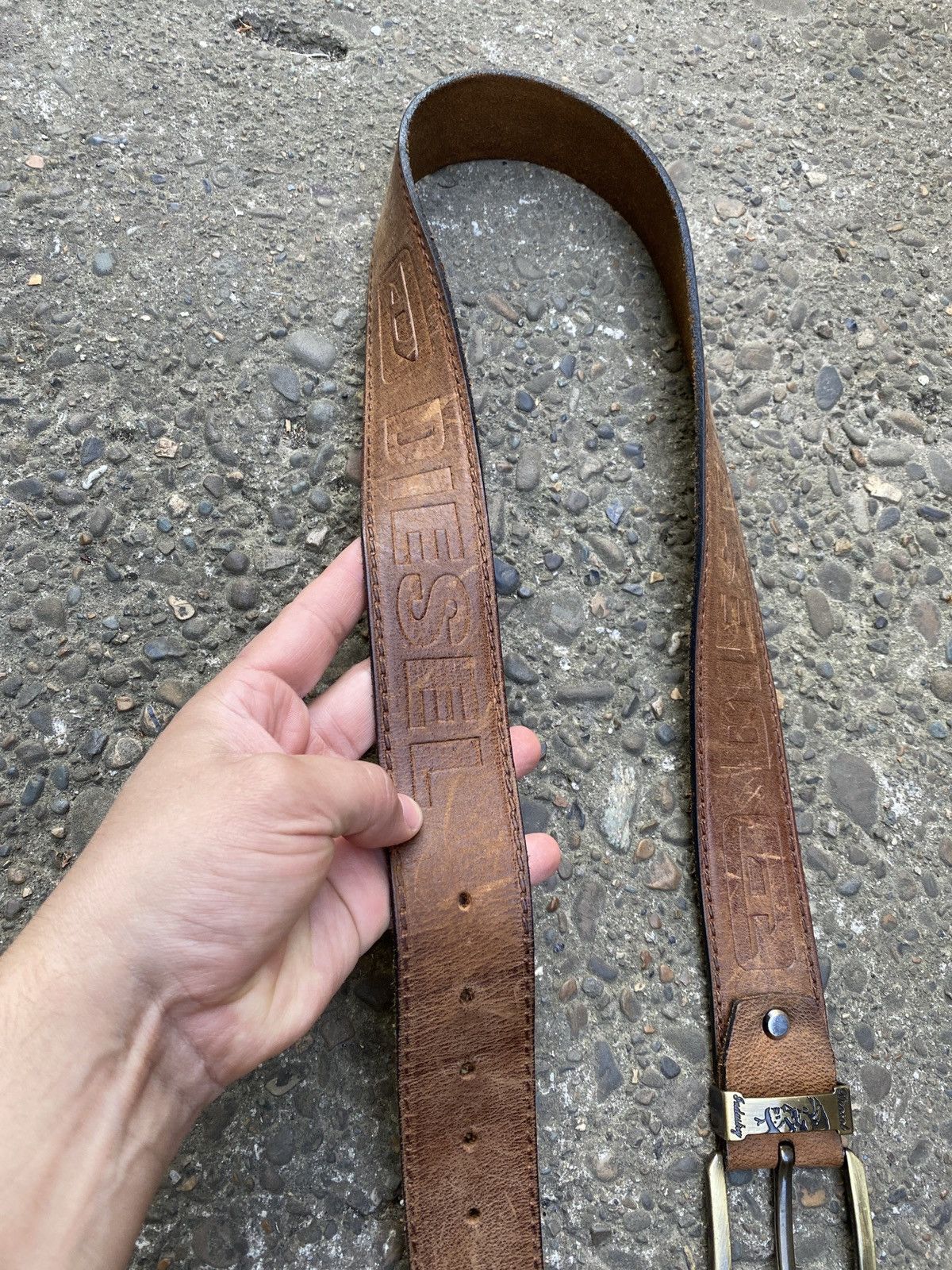 Diesel Diesel Brown Leather Belt Vintage Style Logo Embossed Size ONE SIZE - 5 Thumbnail