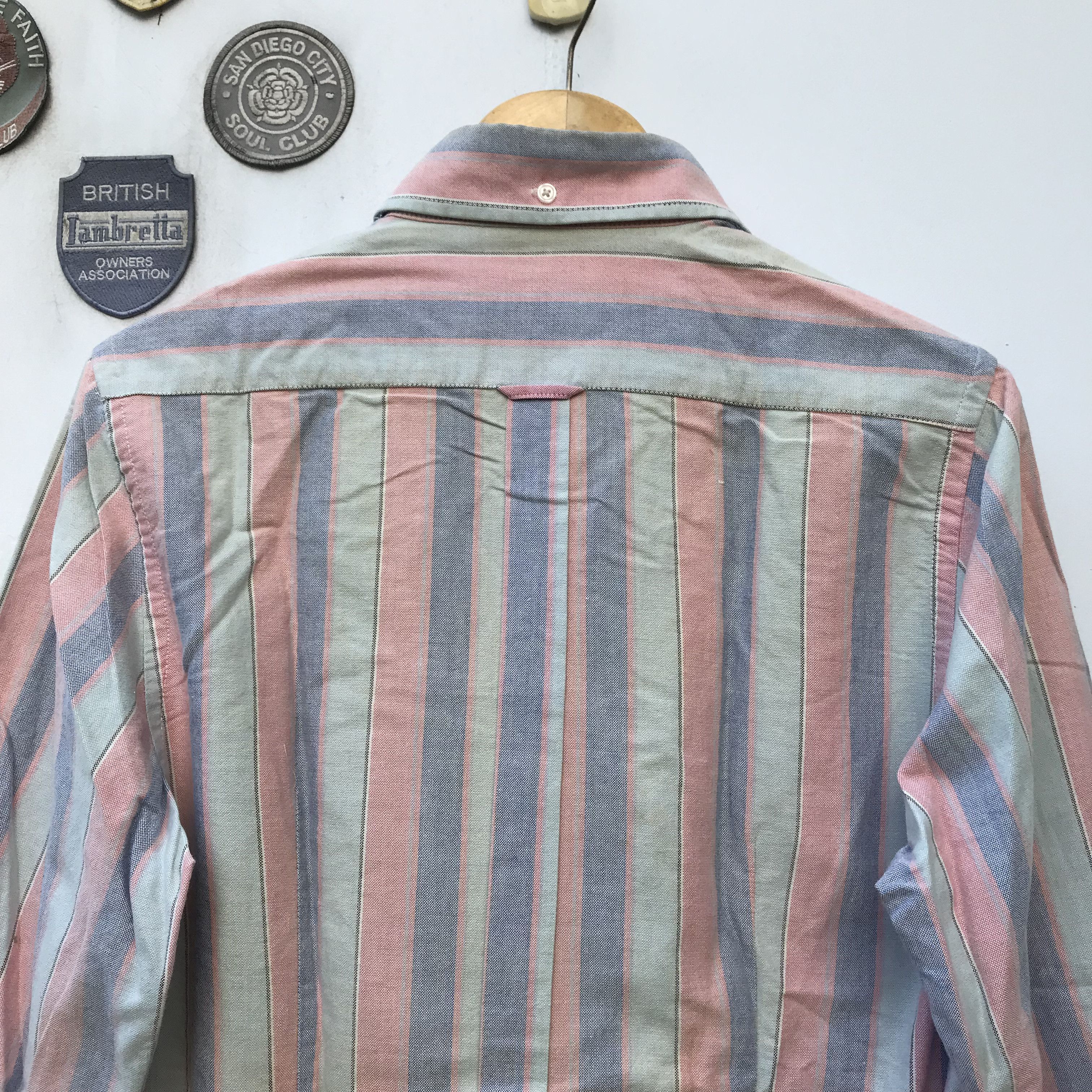 Designer × New England Shirt Company × Vintage Mikkel Rude OXFORD Candy stripes wine with thin navy white Size US M / EU 48-50 / 2 - 12 Thumbnail