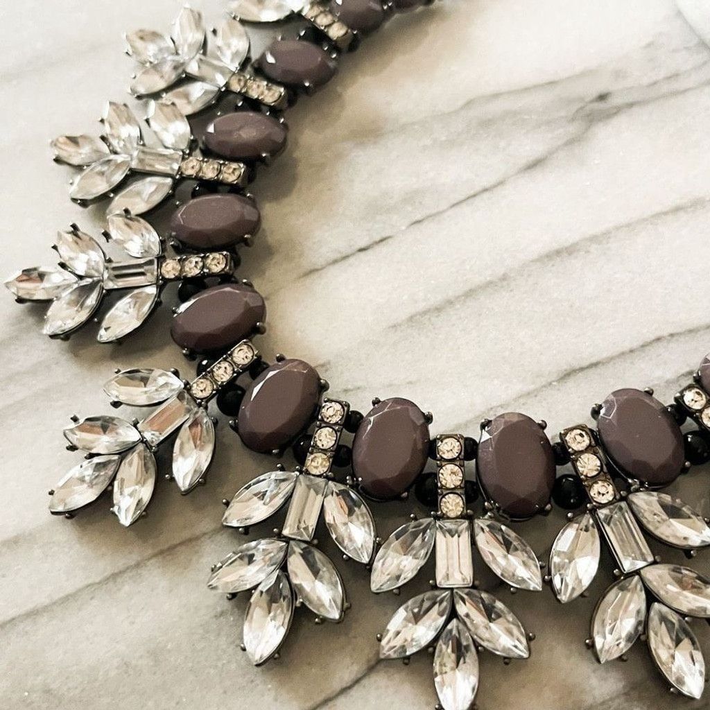 Designer Natasha Couture Statement Necklace Purple Clear Size ONE SIZE - 3 Thumbnail