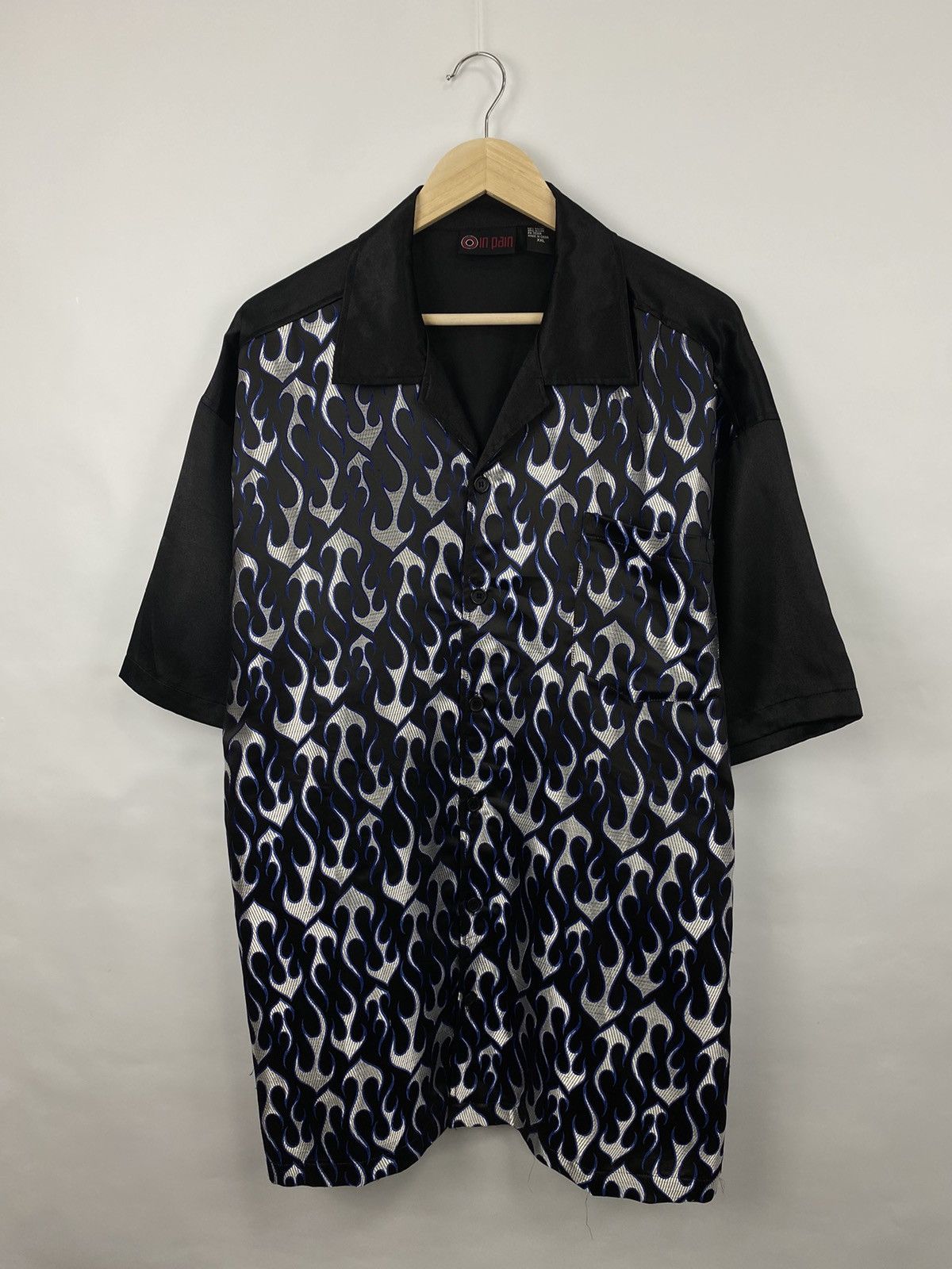 Vintage 🔥 Vintage 90s Blue Fire Shirt Choppers Rare Retro Hype Size US XXL / EU 58 / 5 - 1 Thumbnail