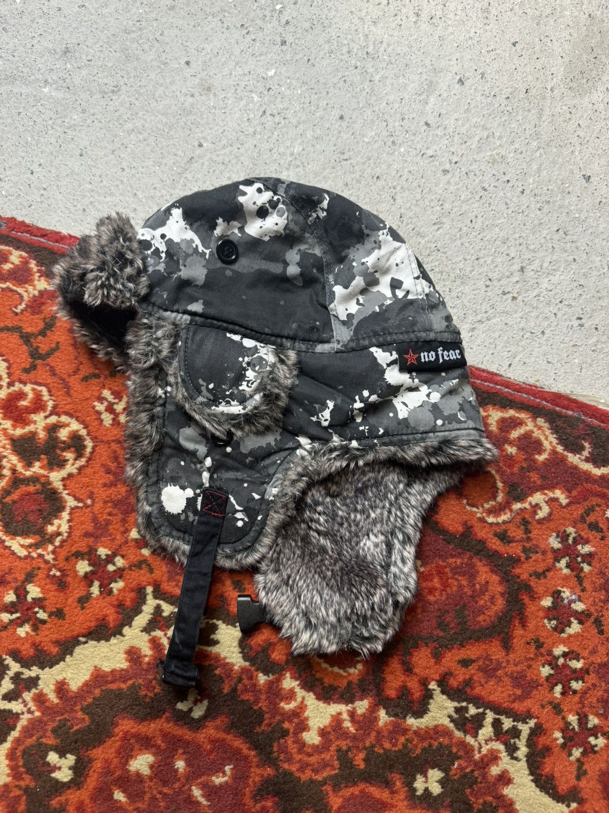 Hysteric Glamour × Vintage Vintage Y2K No Fear Opium Camo Fur Japanese Ushanka Hat Size ONE SIZE - 3 Thumbnail