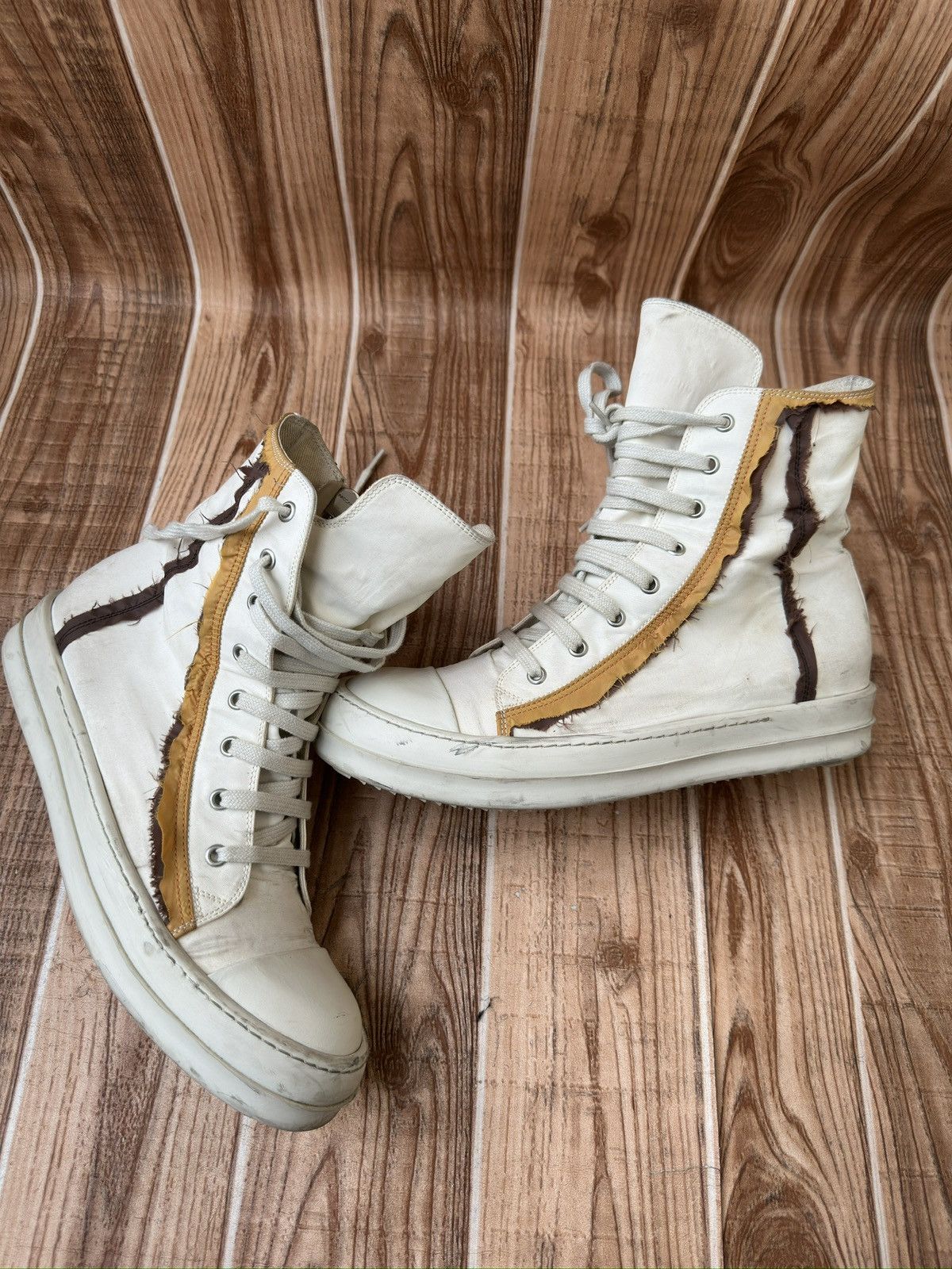 Rick Owens RARE* Rick Owens DRKSHDW Sneaks CHALK WHITE Hightop Sneaks Size US 8.5 / EU 41-42 - 16 Thumbnail