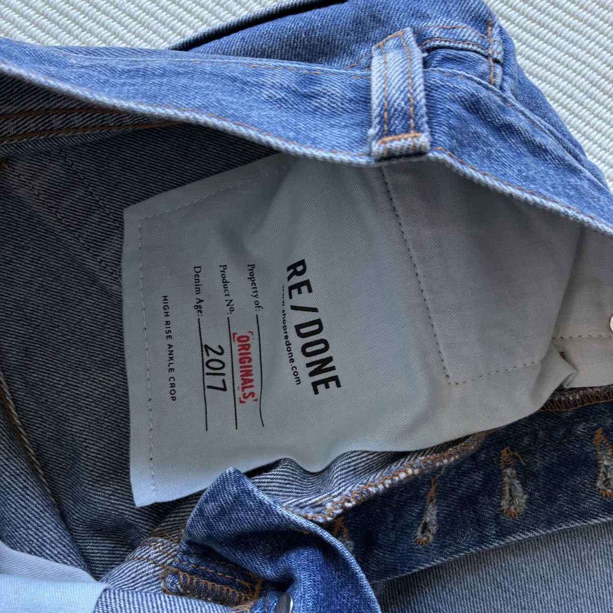 RE/DONE RE/DONE Originals Distressed High Rise Ankle Crop Jeans Size 27" / US 4 / IT 40 - 7 Thumbnail