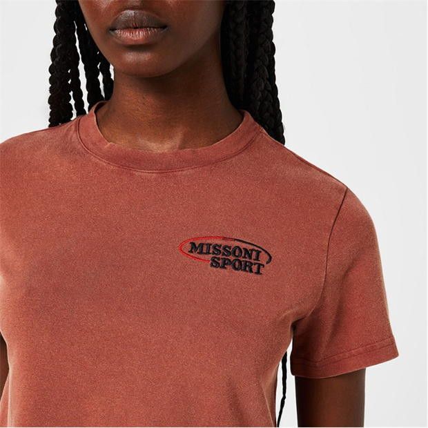 Missoni o1g2r1mq1124 Sport Logo Crop T-Shirt in Fire Brick Size M / US 6-8 / IT 42-44 - 3 Thumbnail