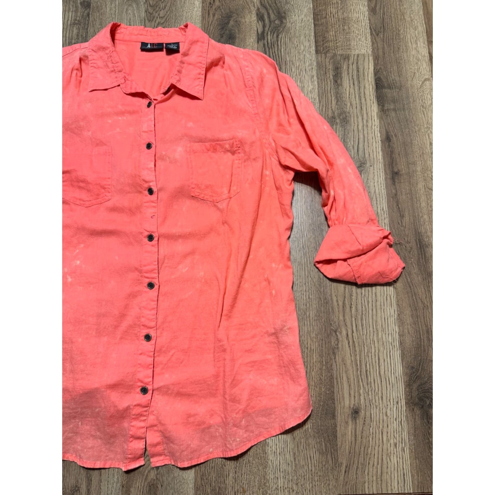 Vintage ALC Shirt Women's Large Orange Long Sleeve Button Up Shirt Size L / US 10 / IT 46 - 4 Thumbnail