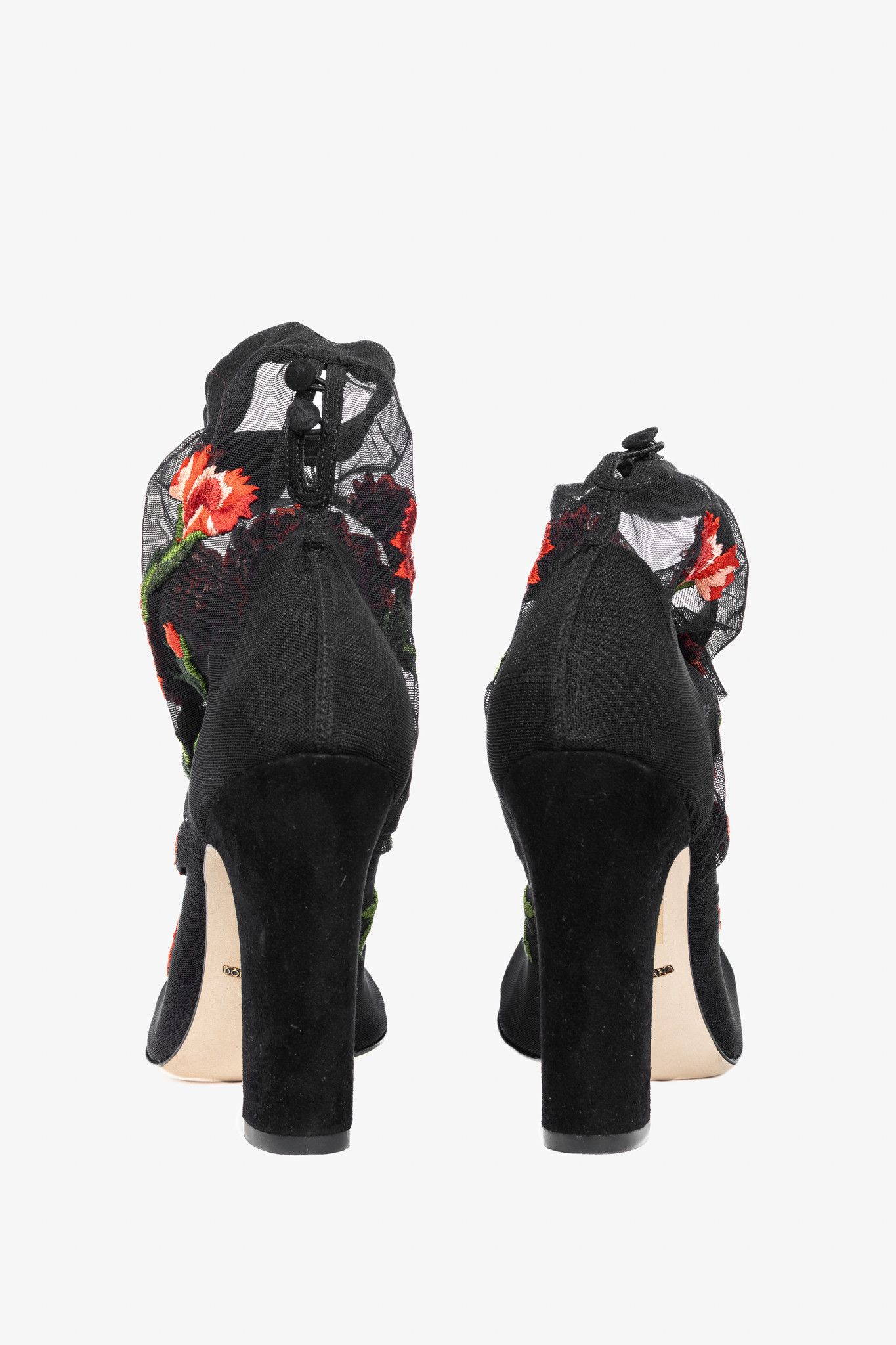 Dolce & Gabbana Dolce & Gabbana SS15 Runway Floral Mesh Suede Booties Size US 8.5 / IT 38.5 - 3 Thumbnail