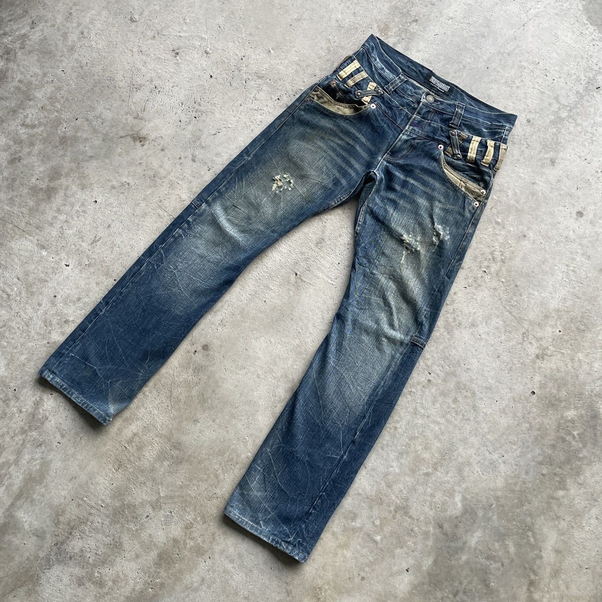 Japanese Brand × Jean Rare🔥 Vintage Japanese Double Waist Denim Jeans Pants W31 Size US 31 - 3 Thumbnail