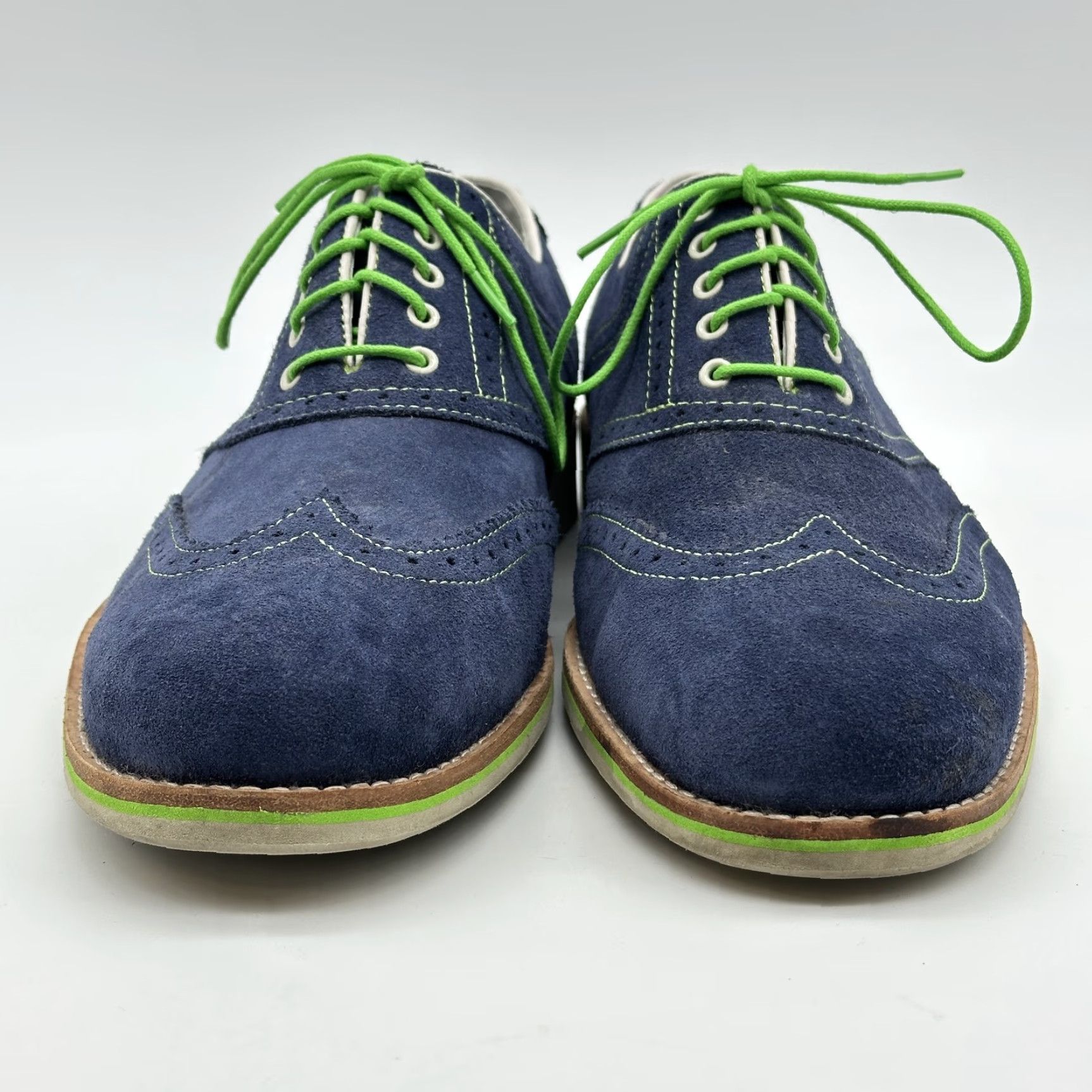 Johnston & Murphy Johnston & Murphy Mens 11 M Blue Suede Wingtip Derby Flex Oxford Shirt? Size US 11 / EU 44 - 7 Thumbnail