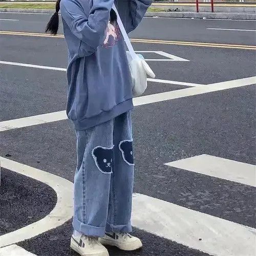 Japanese Brand × Jean Cute Hip Hop Bear Jeans Girls Cool Harm Pants Trousers Size 32" / US 10 / IT 46 - 4 Thumbnail