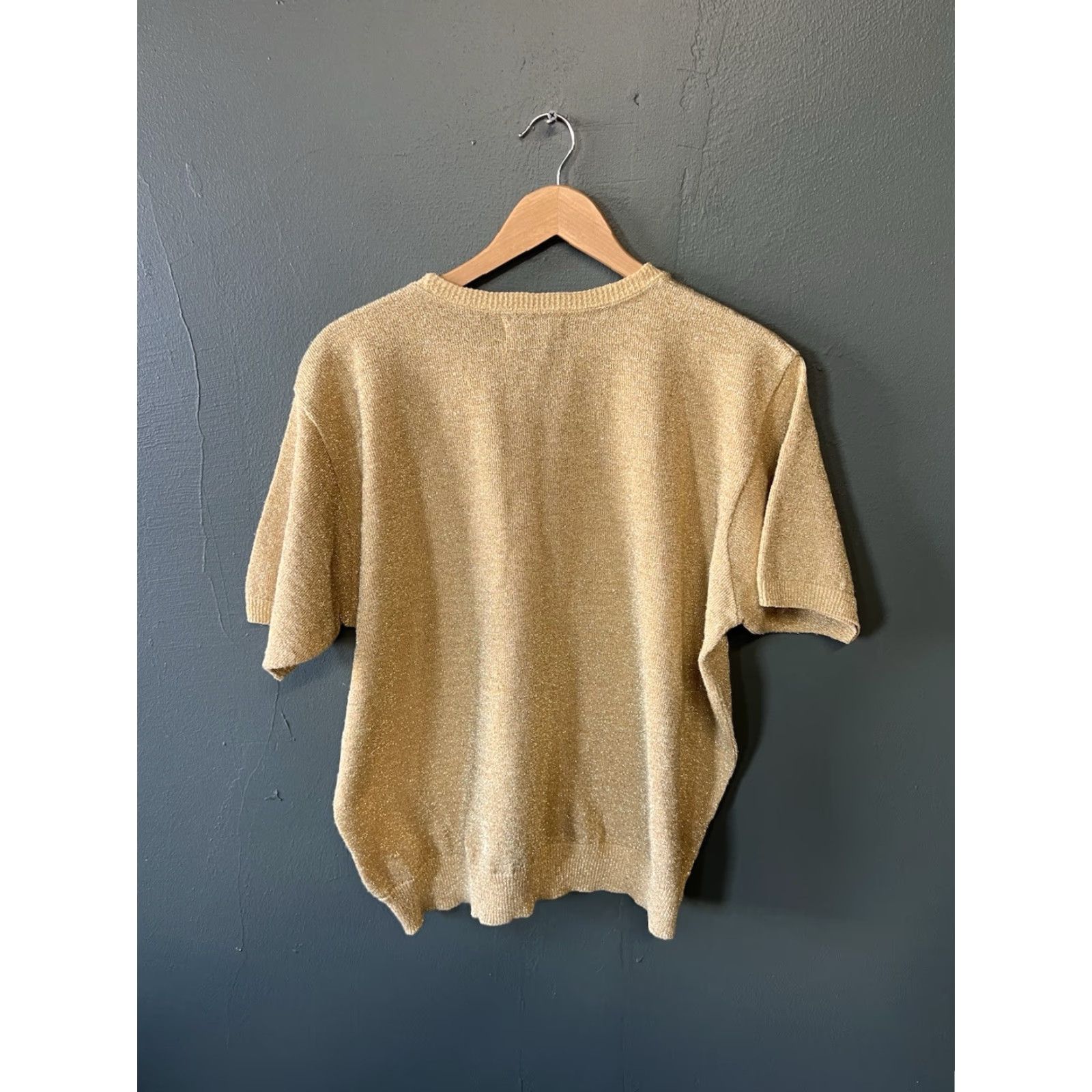 Vintage VINTAGE Alfred Dunner Shirt 1X Gold Sparkle Short Sleeve Pullover Woman? Size XL / US 12-14 / IT 48-50 - 2 Thumbnail