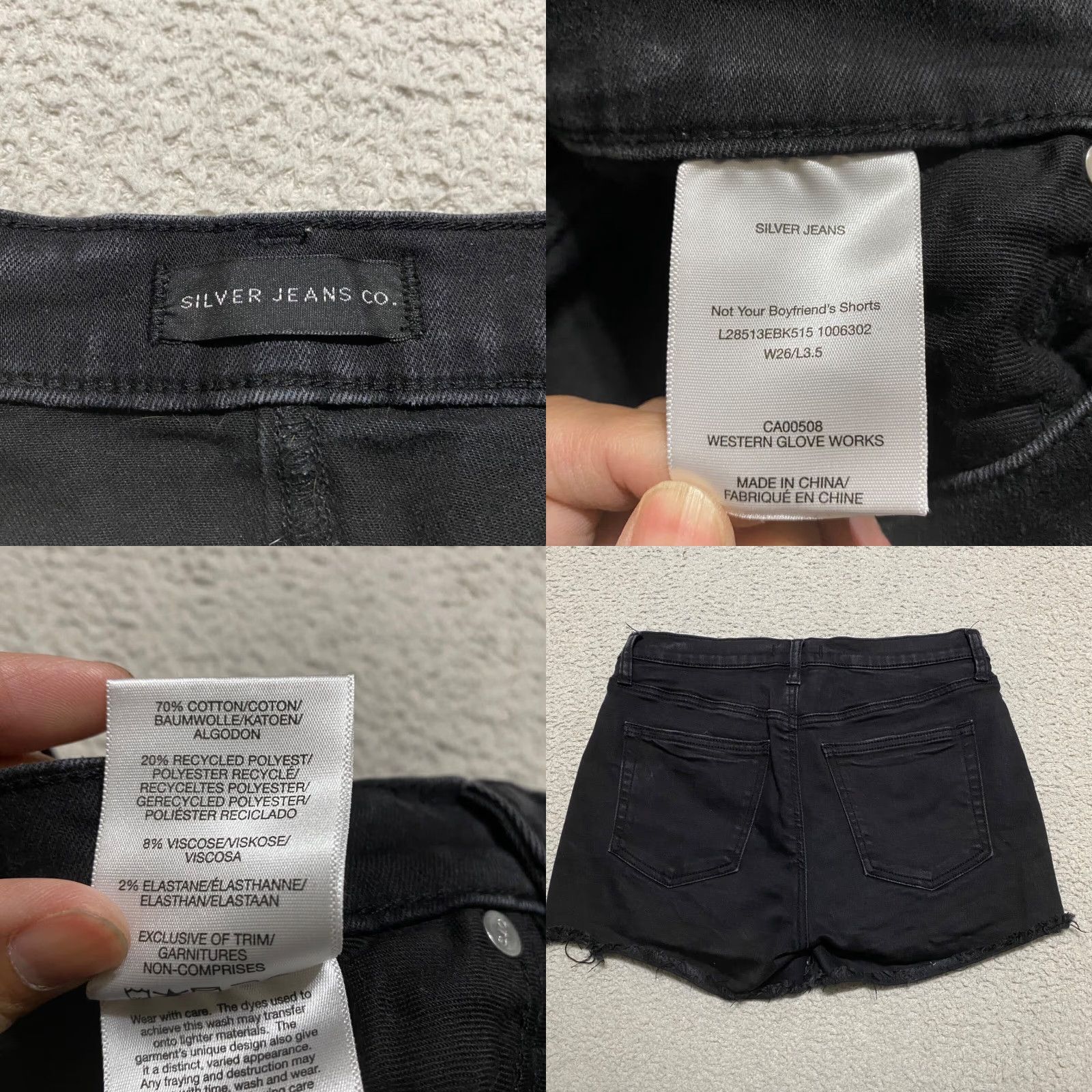 Silver Jeans Co. Silver Jeans Shorts Womens 26 Black Denim Mid Rise Cut-Off Inseam 3" Pocket Vintage No N/A Size 26" / US 2 / IT 38 - 8 Thumbnail