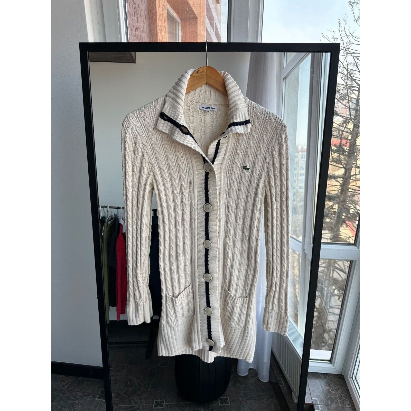 Lacoste VTG Lacoste Beige Cable Knit Buttons Dress Size M / US 6-8 / IT 42-44 - 1 Thumbnail