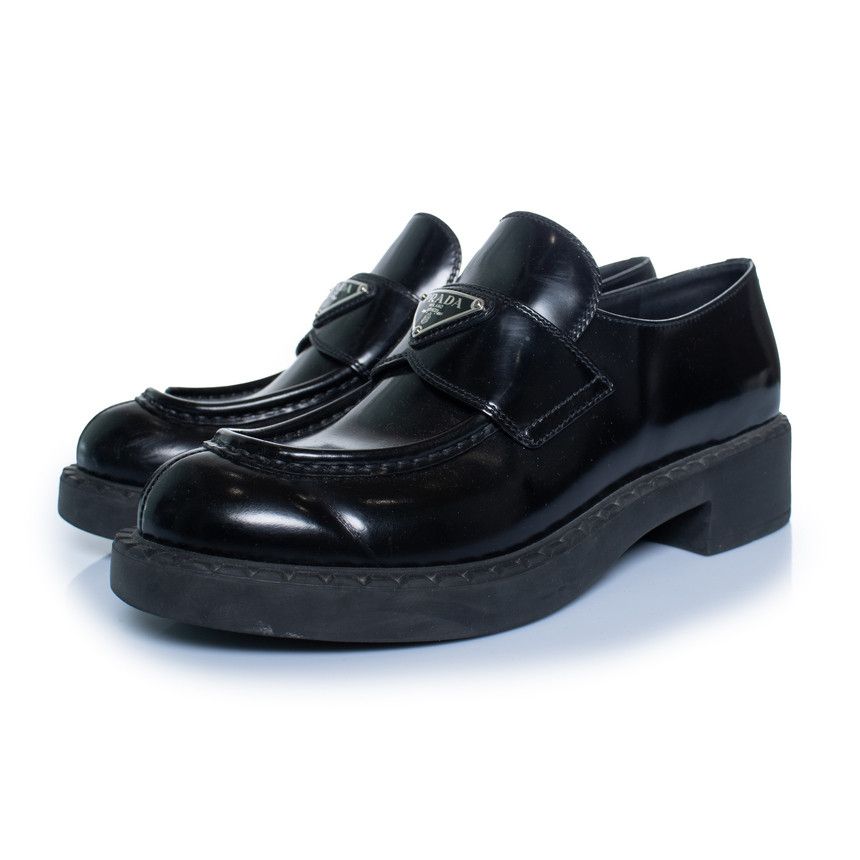 Prada Prada, black high shine leather loafers Size US 9 / IT 39 - 1 Thumbnail