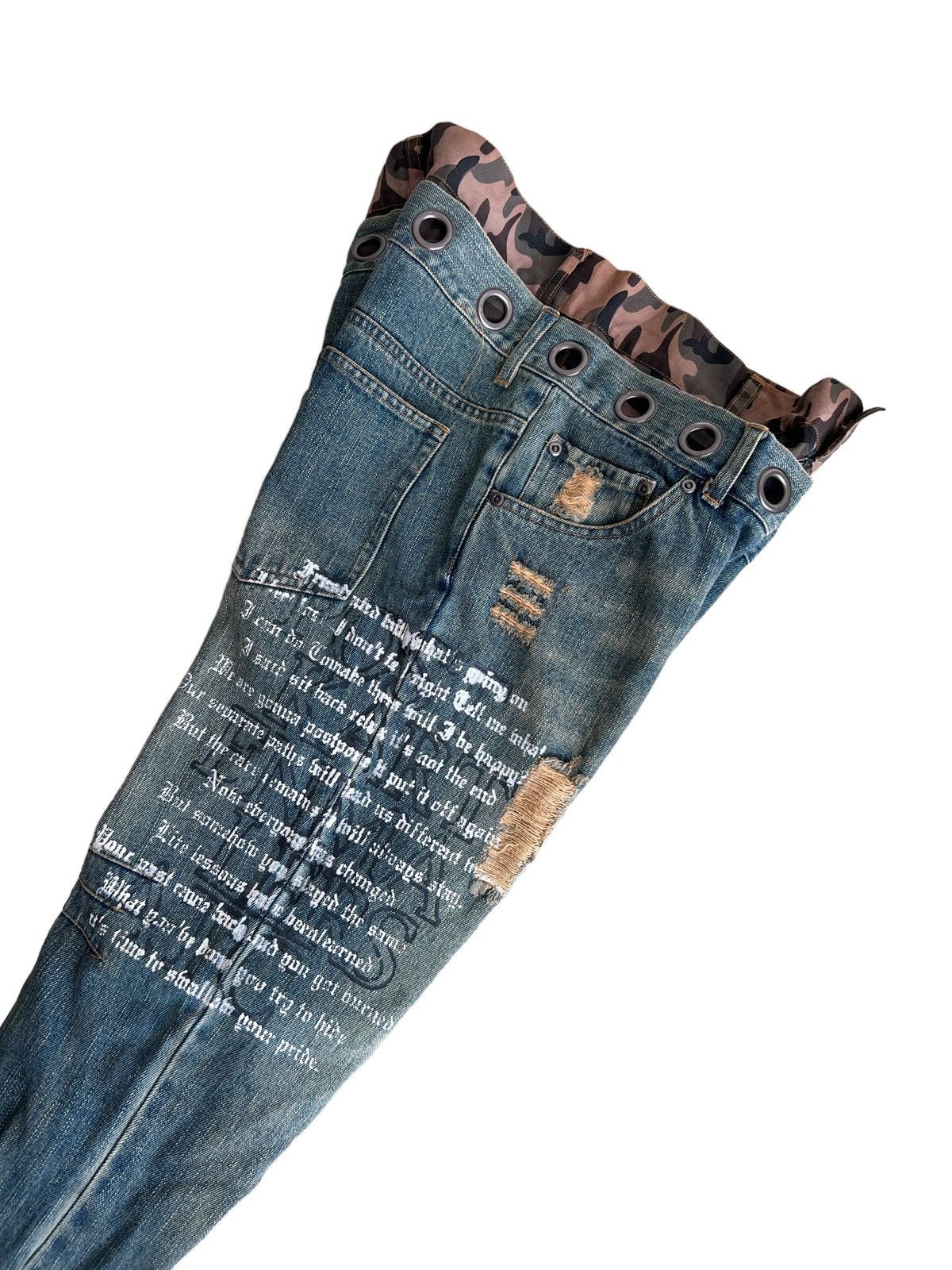 If Six Was Nine ITA "Anarchy Poems" Bullet Hole Double Waist Hybrid Denim Size US 32 / EU 48 - 3 Thumbnail